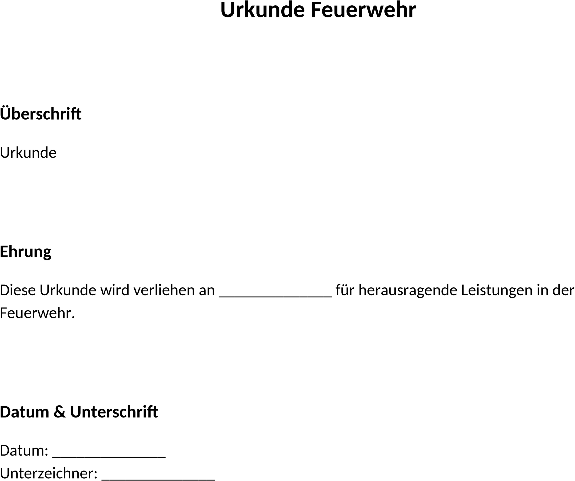 Word Vorlage Urkunde Feuerwehr