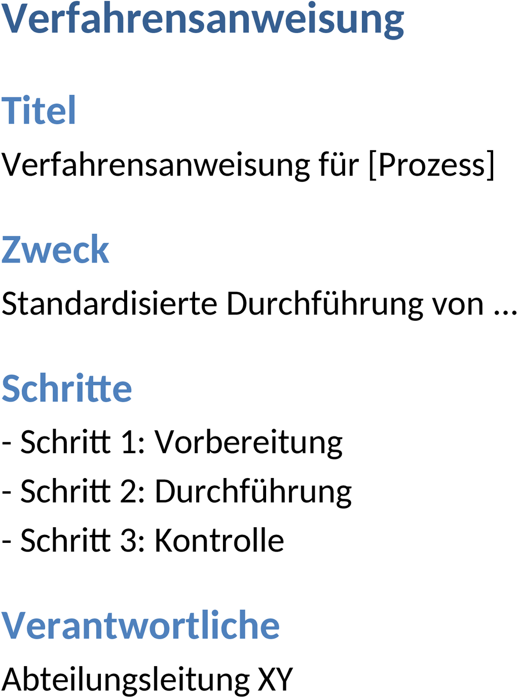 Word-Vorlage: Verfahrensanweisung