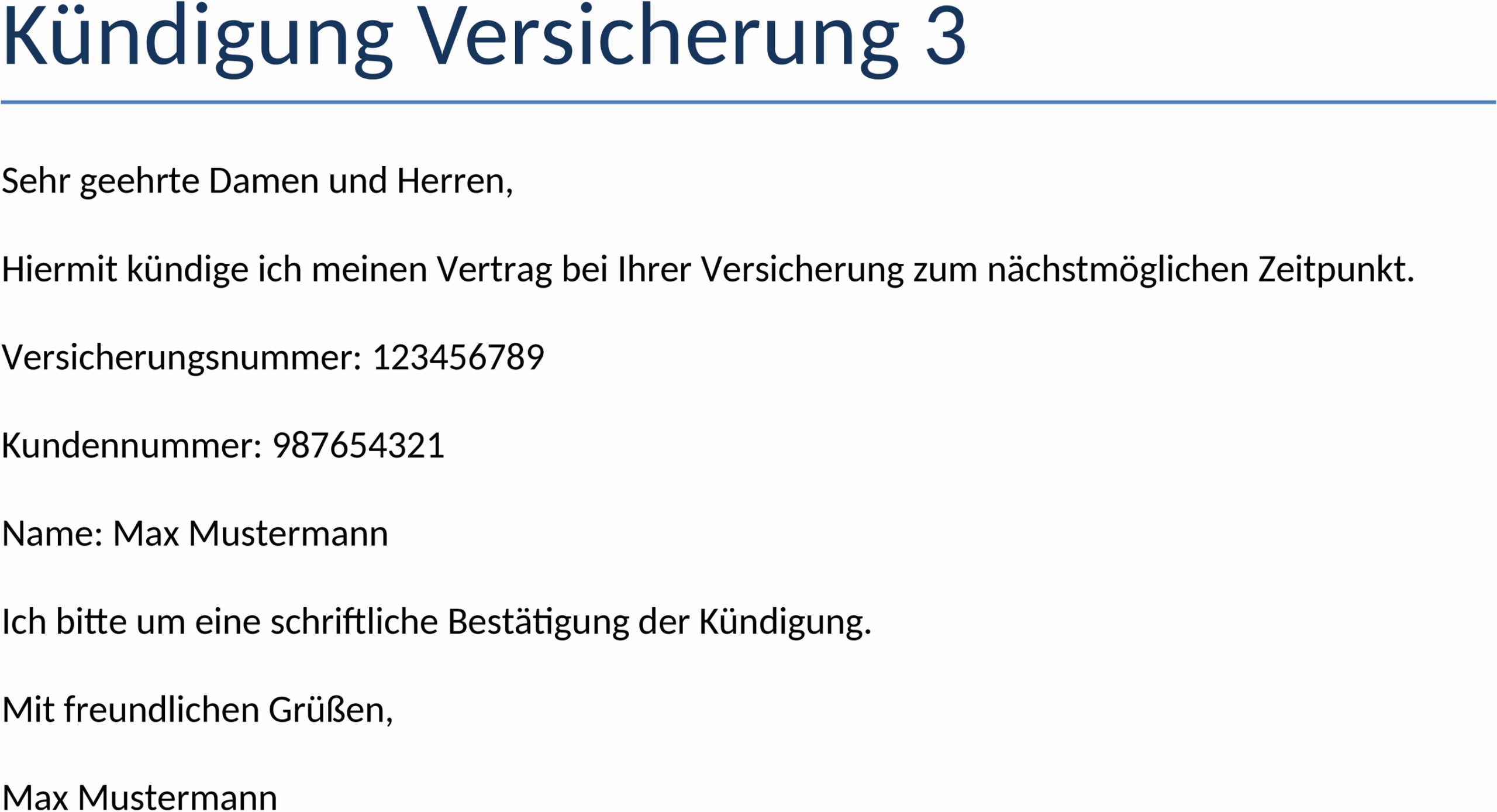 Word Vorlage Versicherungskündigung