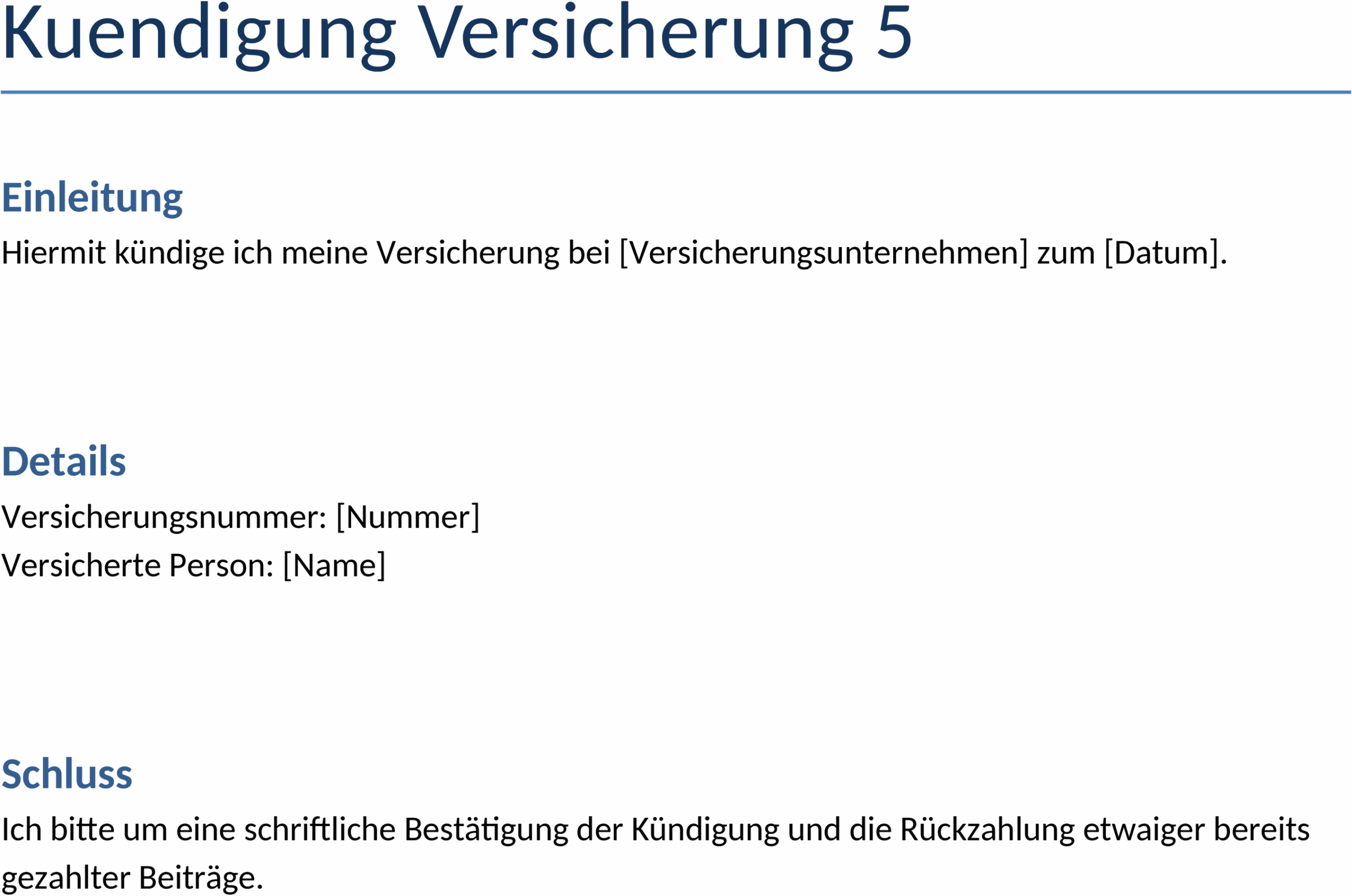 Word-Vorlage Versicherungskündigung