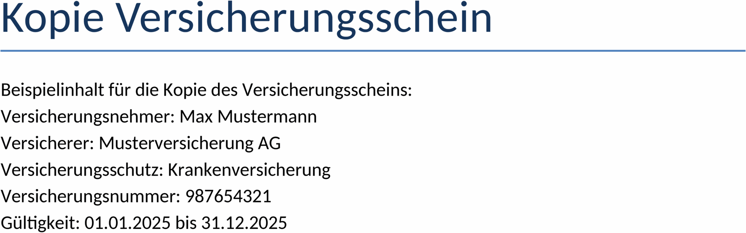 Word-Vorlage für Versicherungsscheine