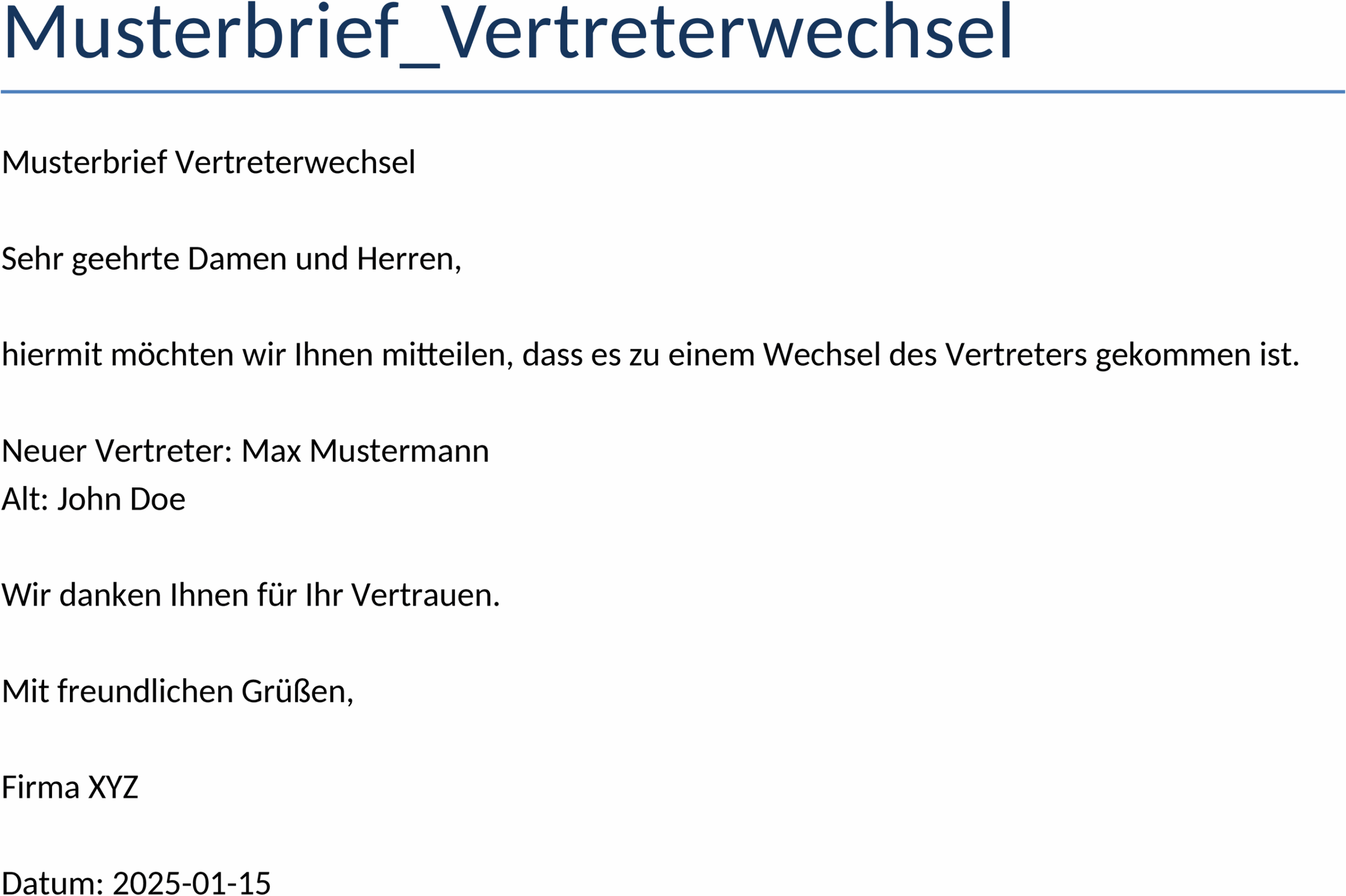 Word-Vorlage für Vertreterwechsel-Brief