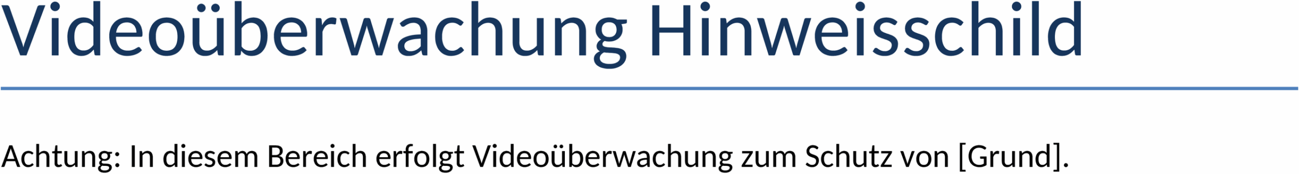 Word-Vorlage: Videoueberwachung Hinweisschild