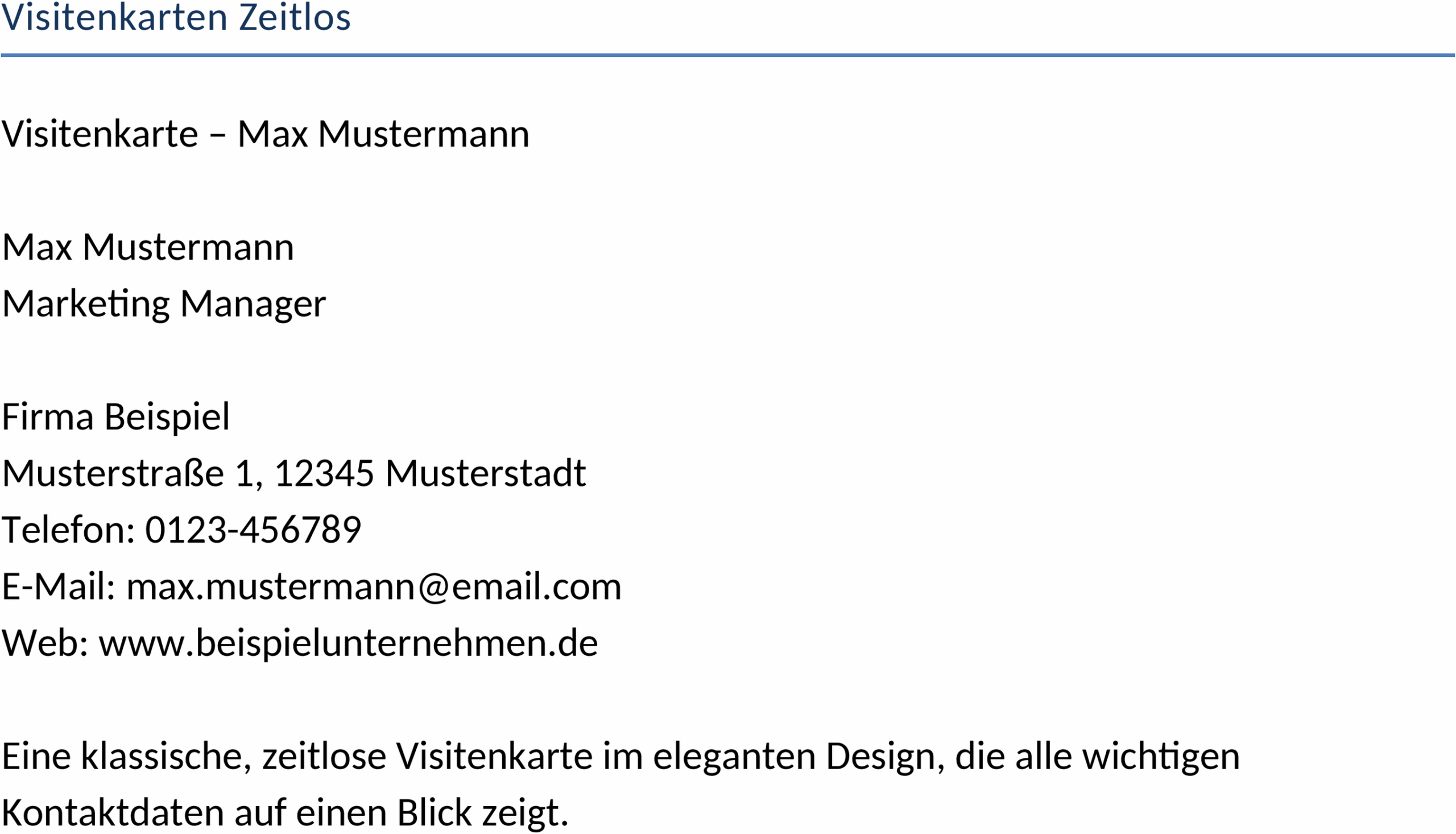 Word-Vorlage für Visitenkarten