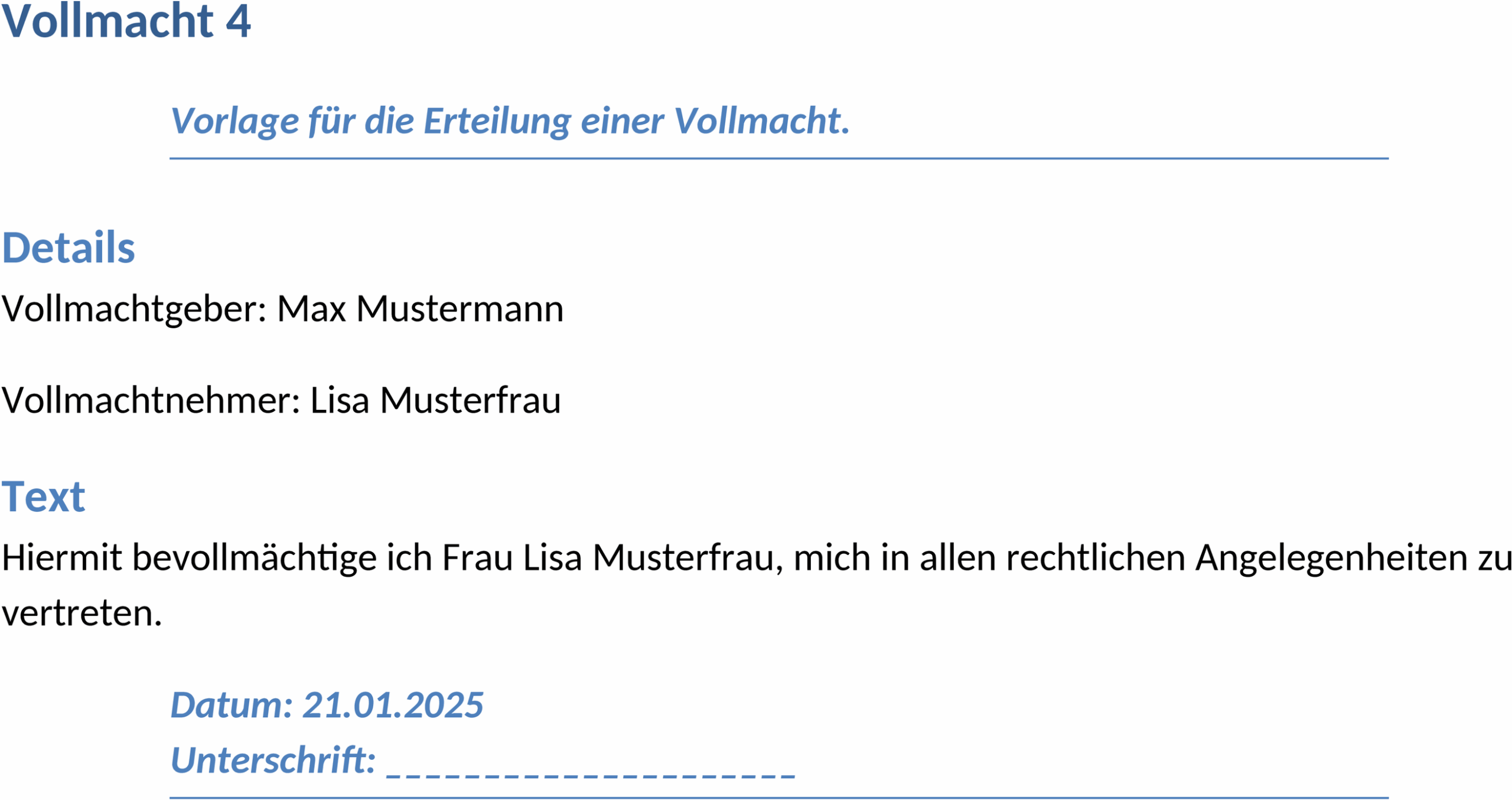 Word-Vorlage Vollmacht