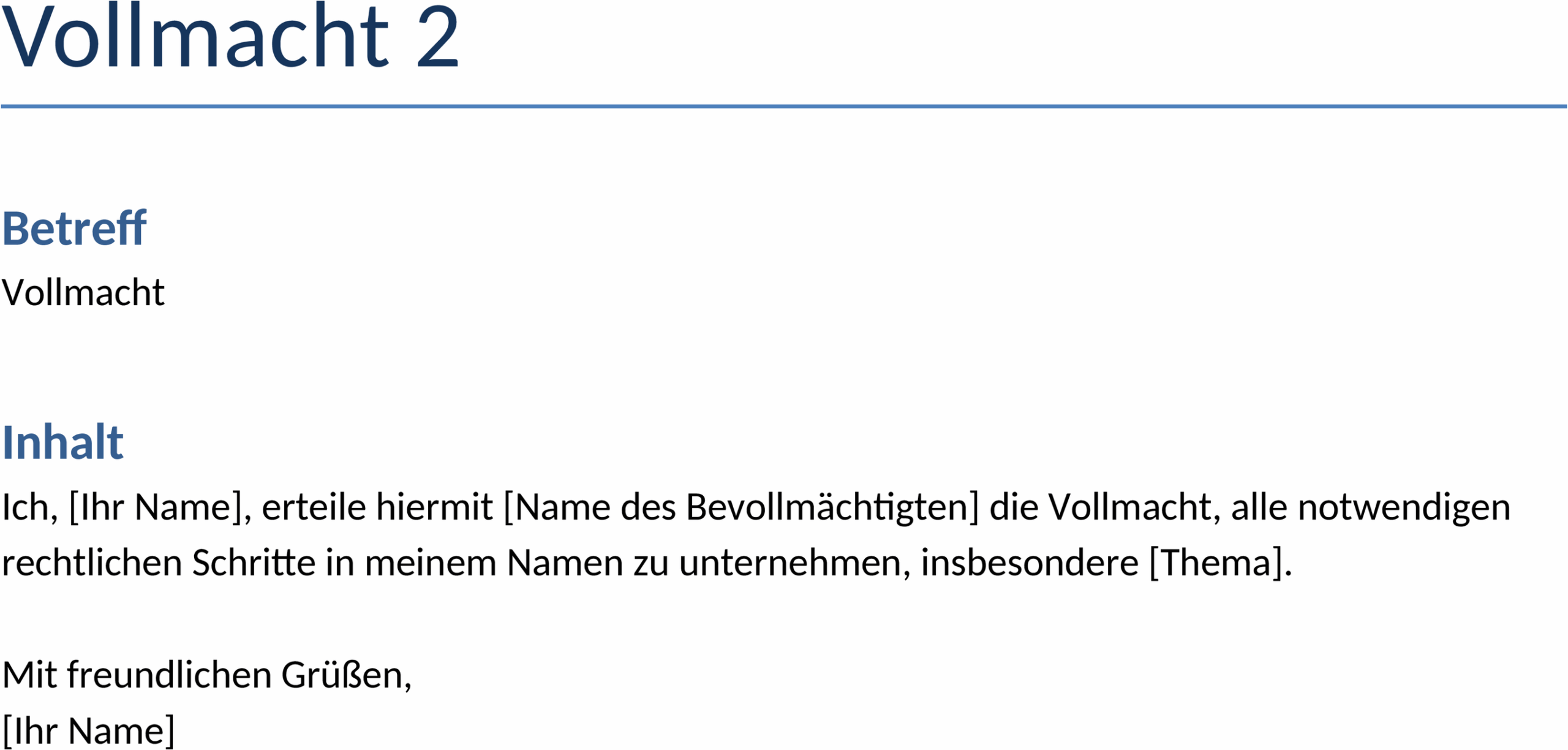 Word-Vorlage für Vollmachten - Effektive Nutzung