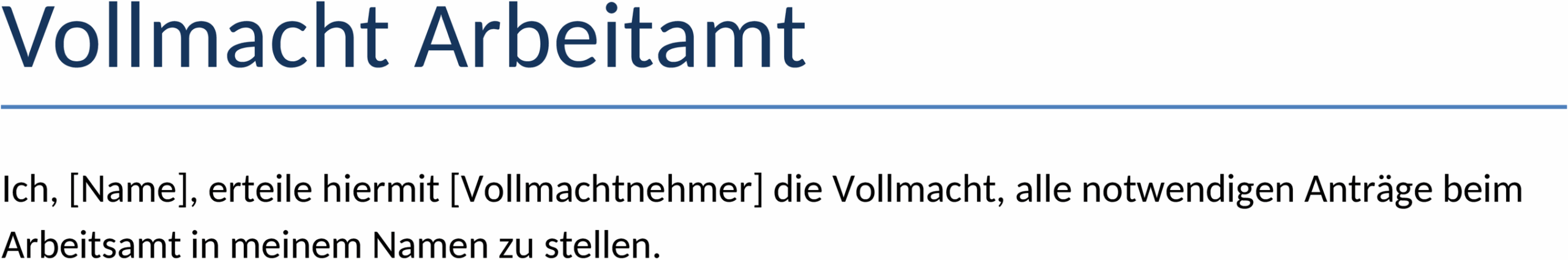 Word Vorlage Vollmacht Arbeitsamt