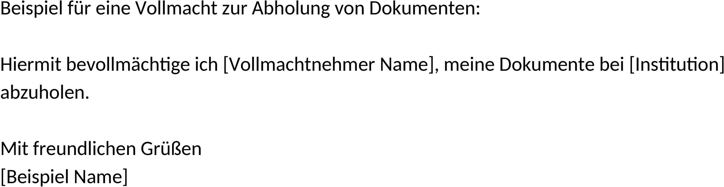 Word-Vorlage Vollmacht zur Dokumentenabholung