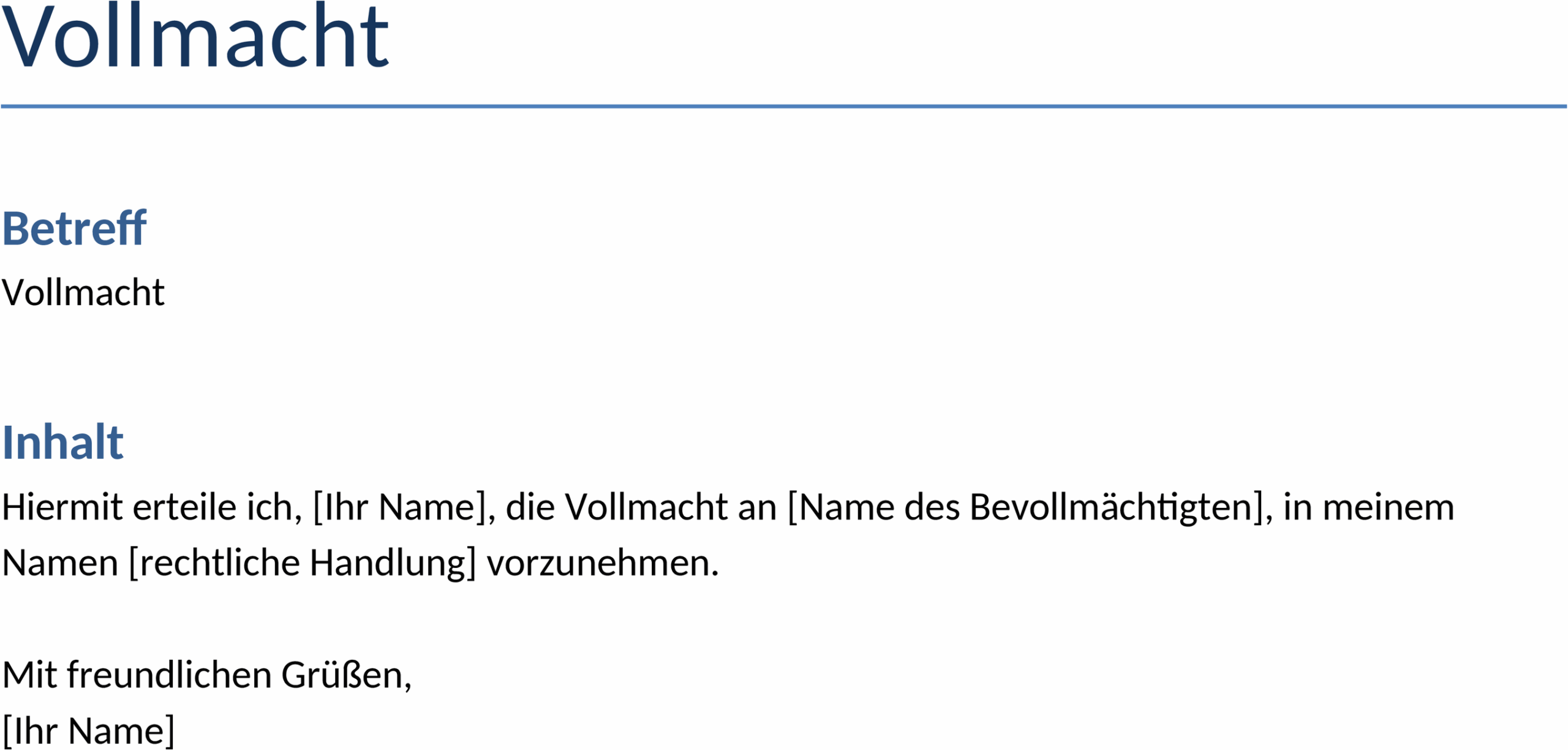 Word-Vorlage für Vollmachten