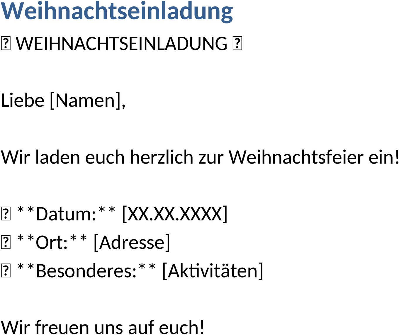 Word-Vorlage Weihnachtseinladung