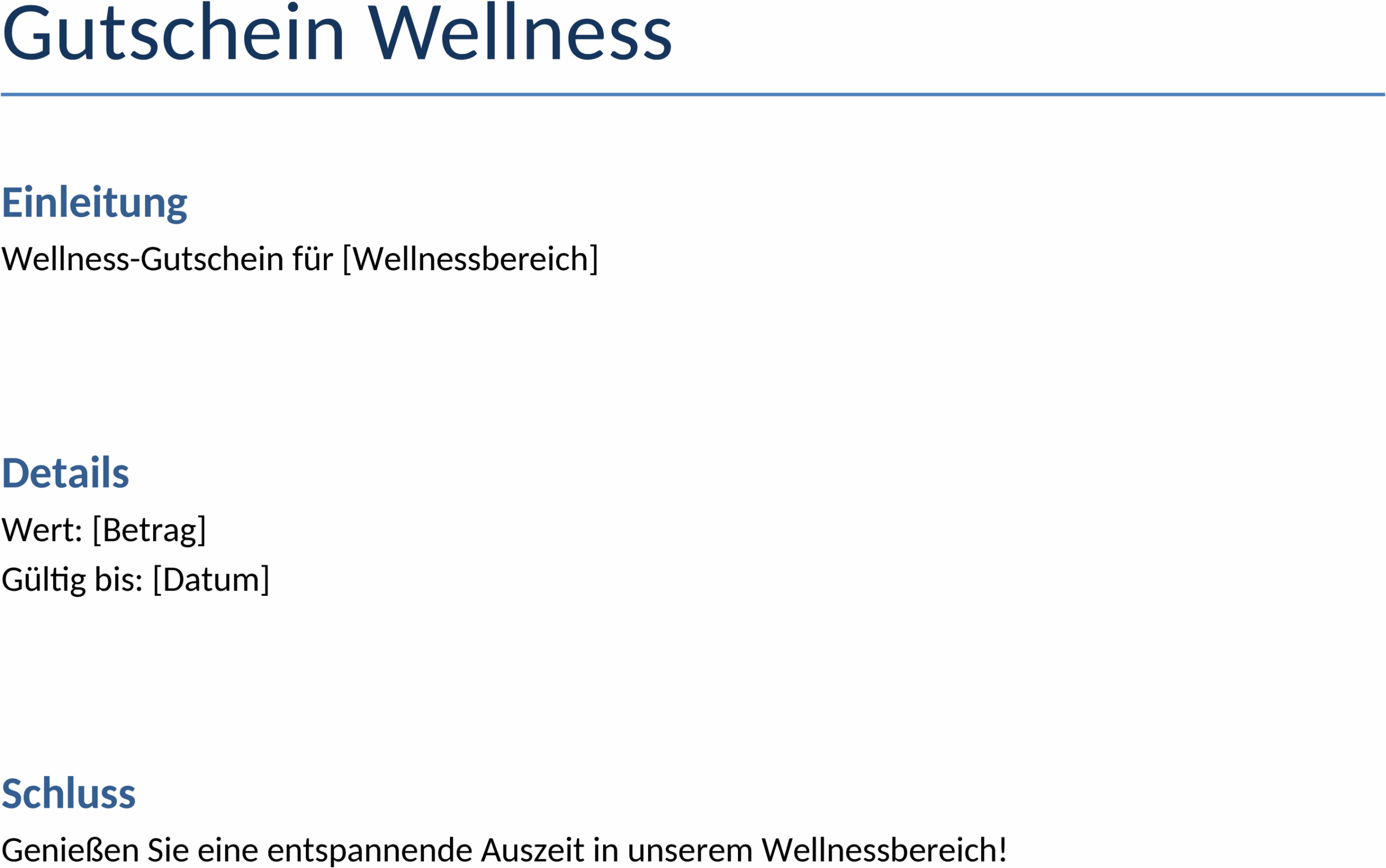 Word-Vorlage Wellness-Gutschein