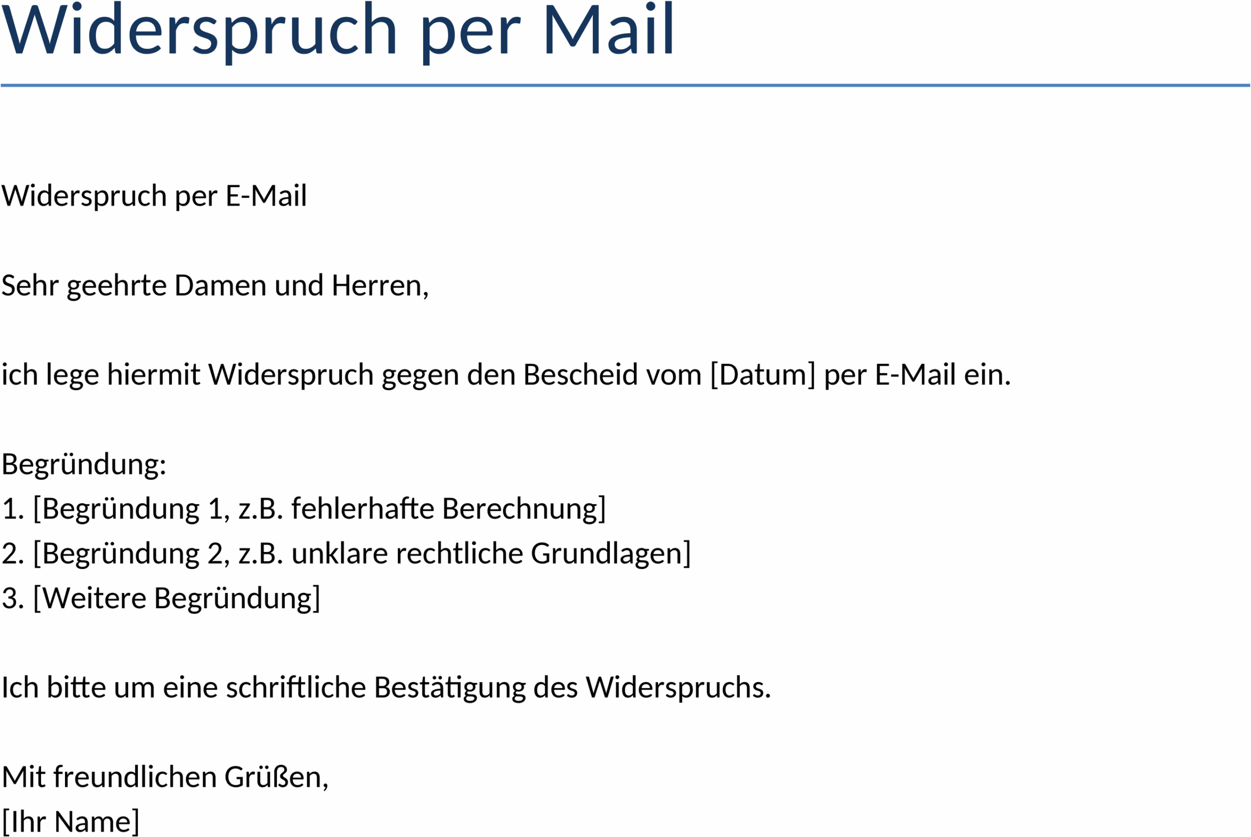 Word-Vorlage Widerspruch per Mail