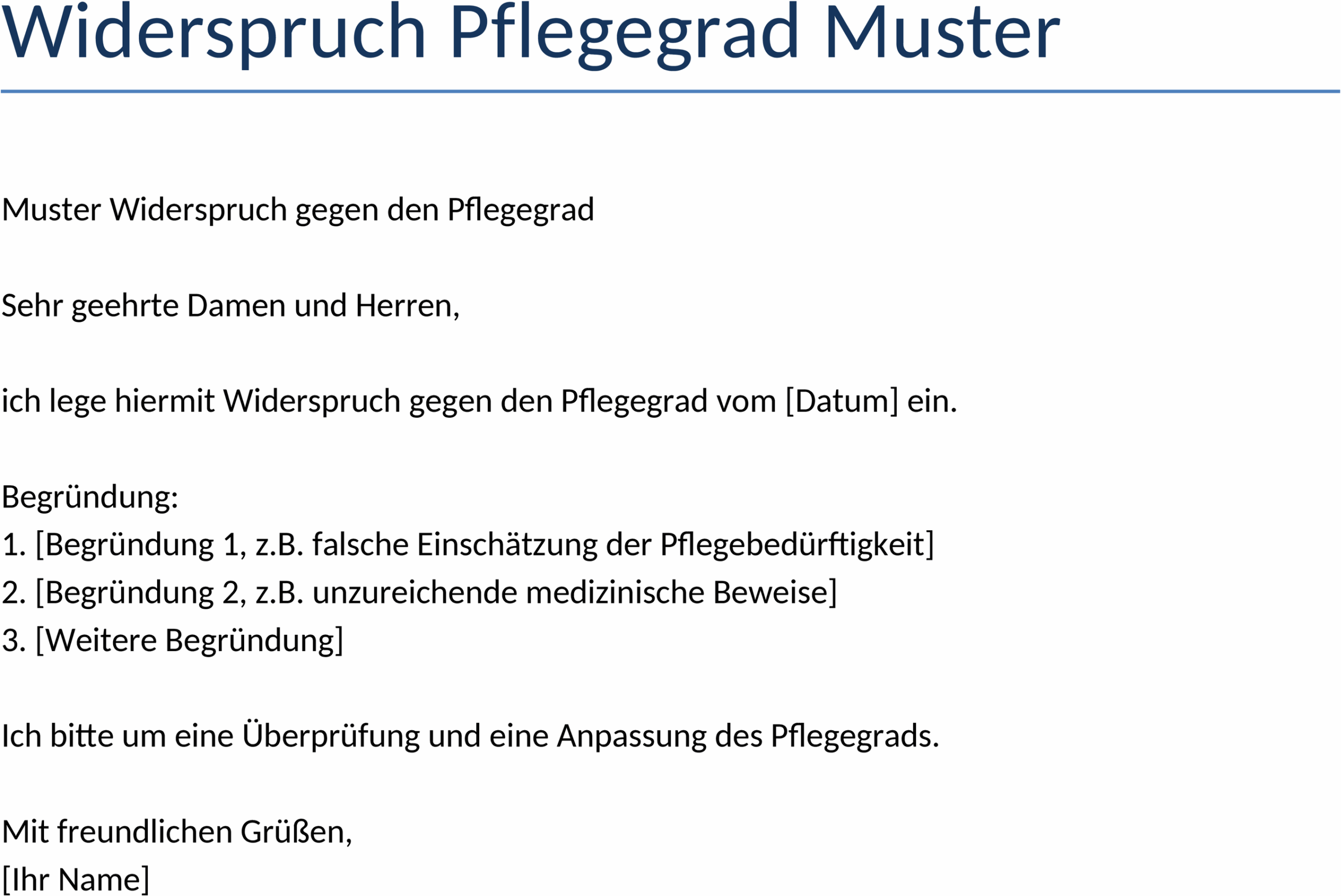 Word Vorlage Widerspruch Pflegegrad