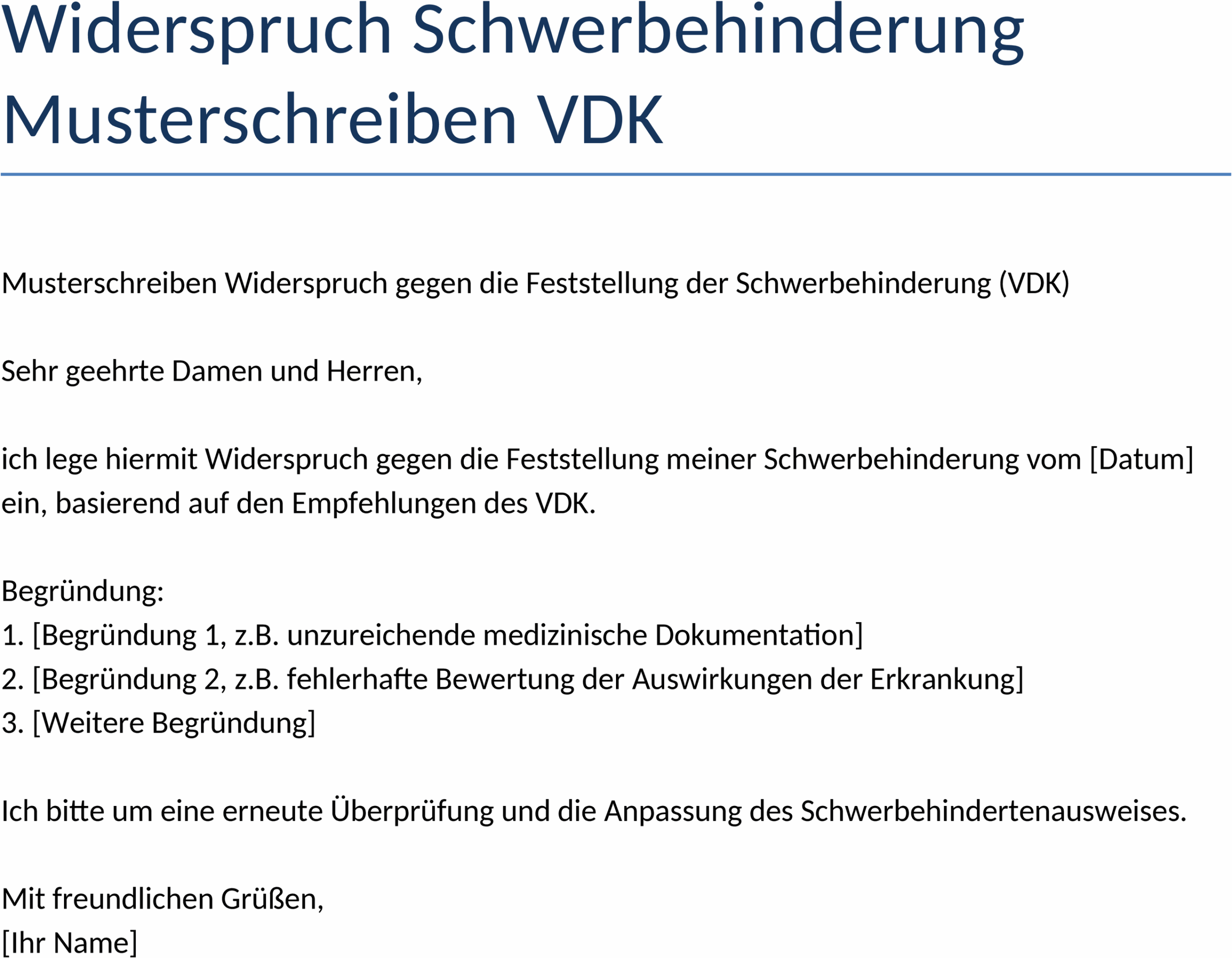 Word-Vorlage Widerspruch Schwerbehinderung