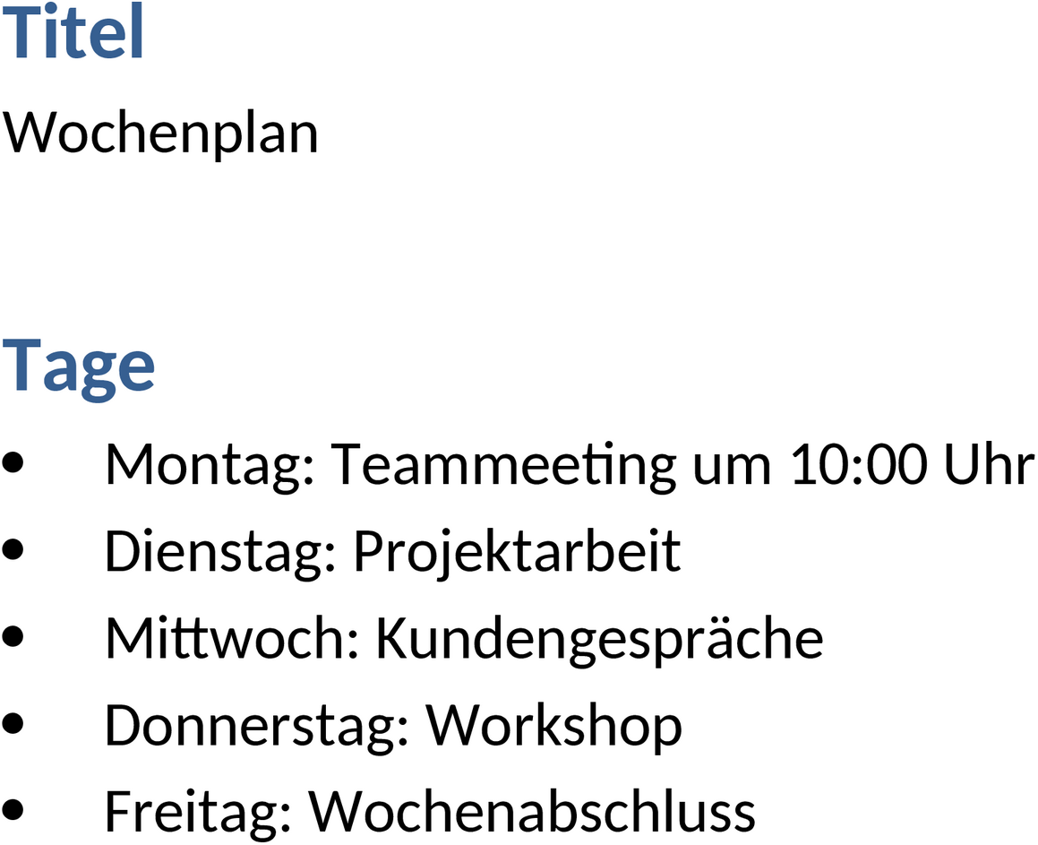 Word-Vorlage Wochenplan