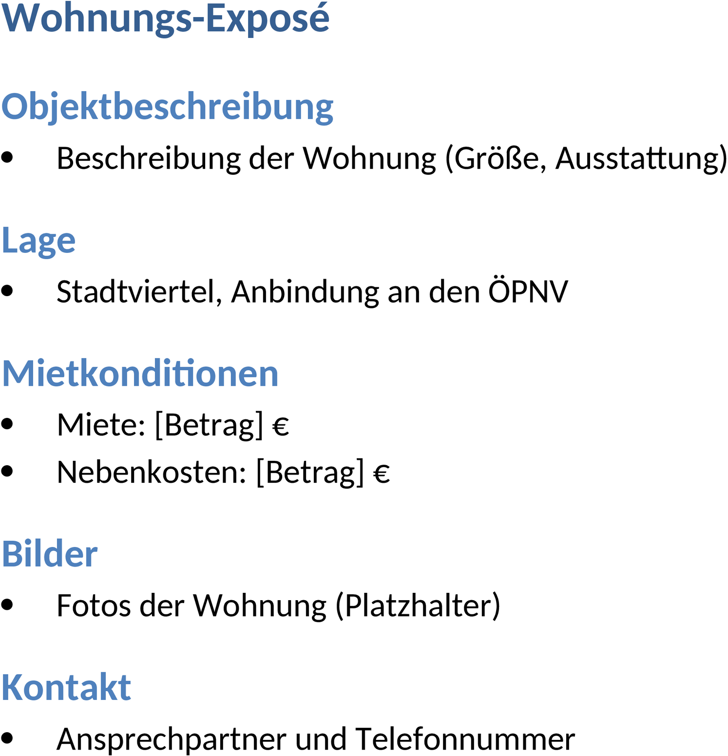 Word-Vorlage Wohnung Expose