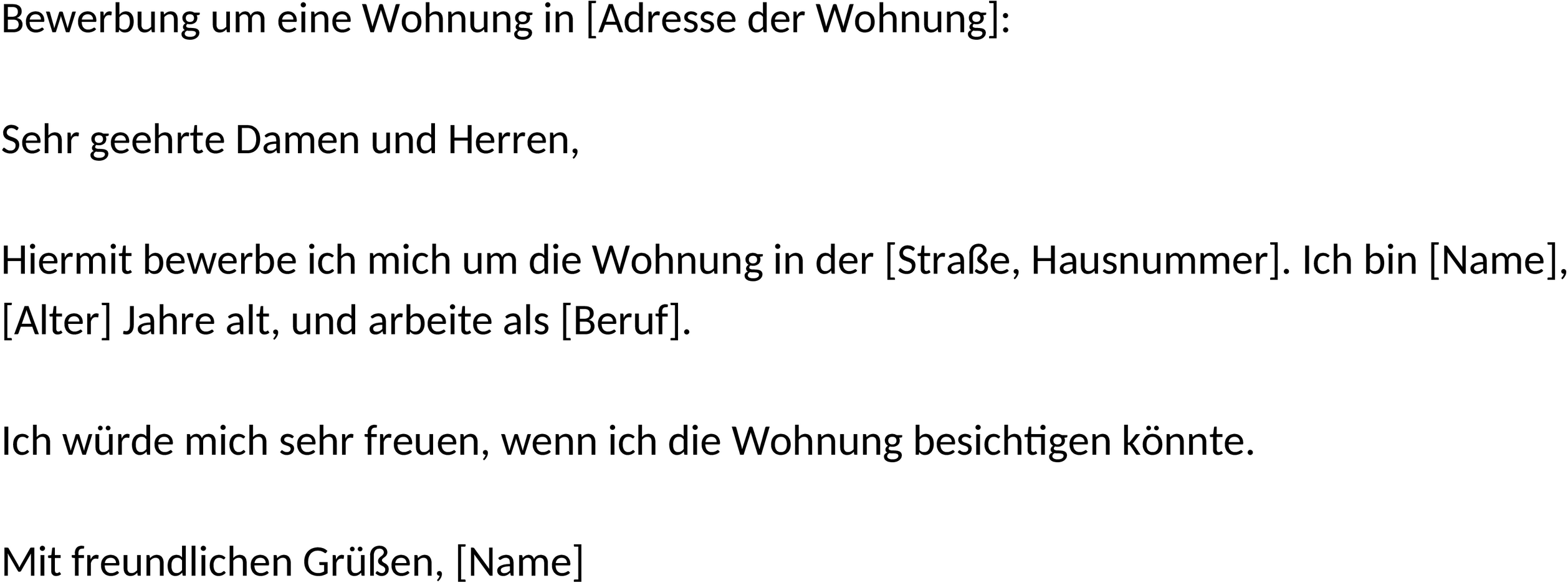 Word-Vorlage Wohnungsbewerbung