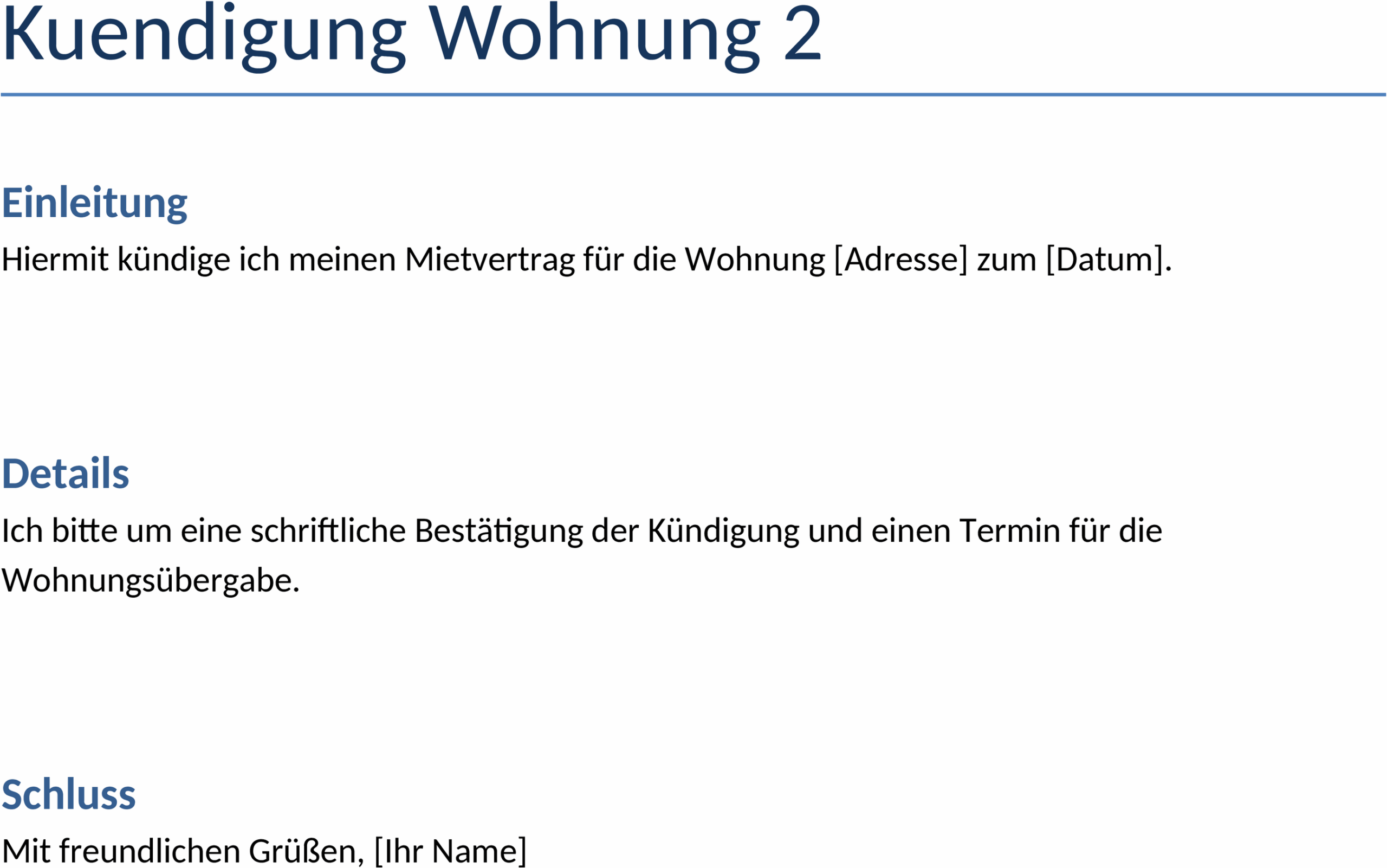 Word-Vorlage Wohnungskündigung