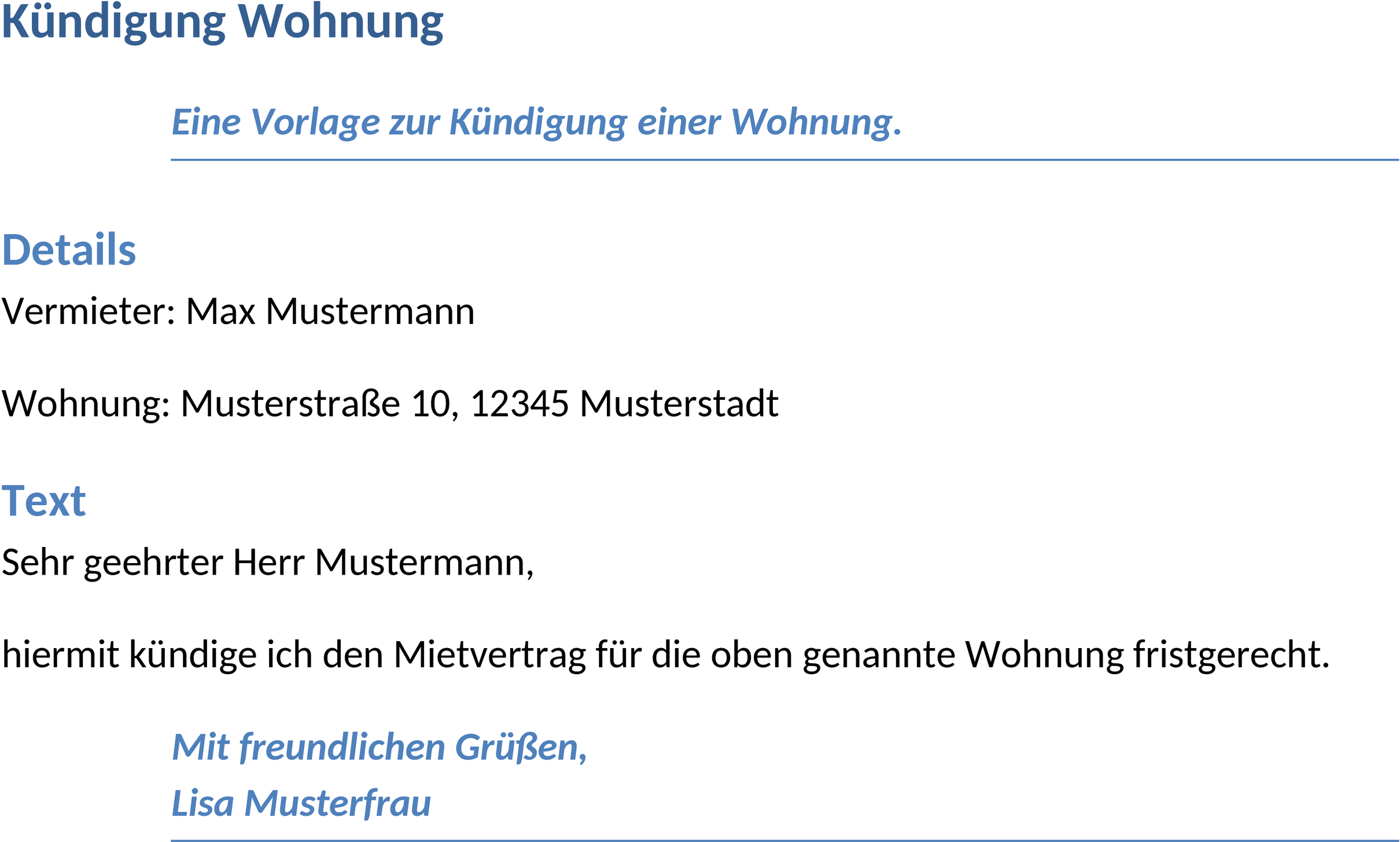Word-Vorlage für Wohnungskündigung