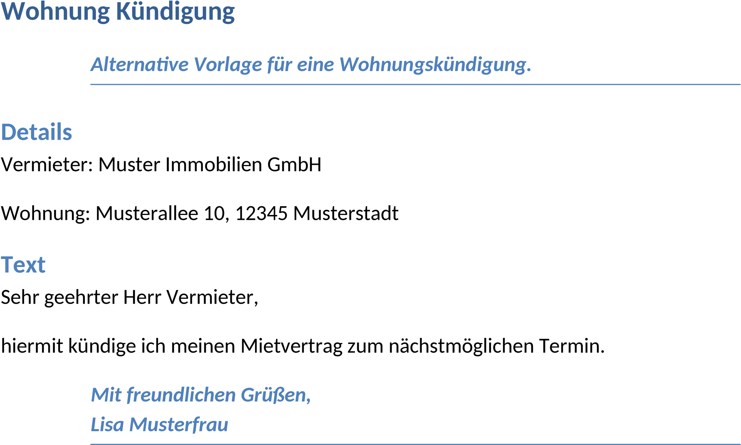 Word-Vorlage für Wohnungskündigungen