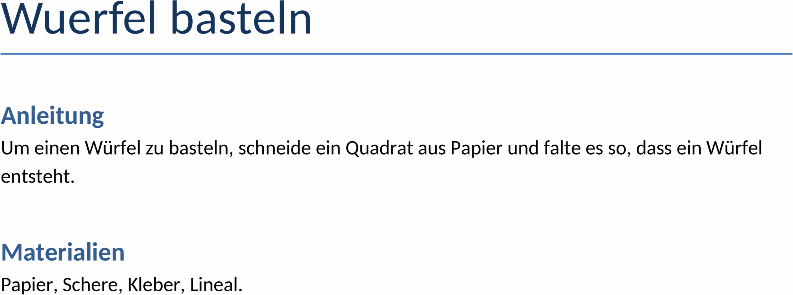 Word-Vorlage Wuerfel Basteln