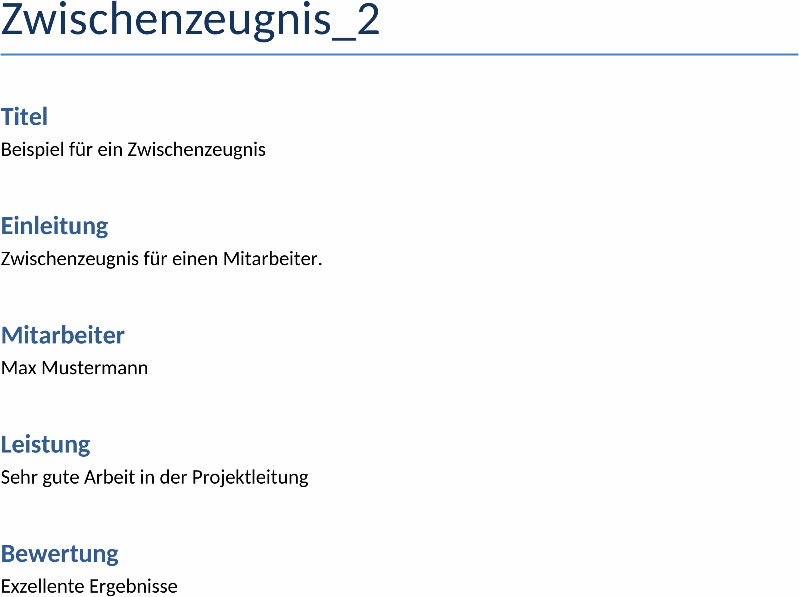 Word-Vorlage Zwischenzeugnis Bewerbungsdokument