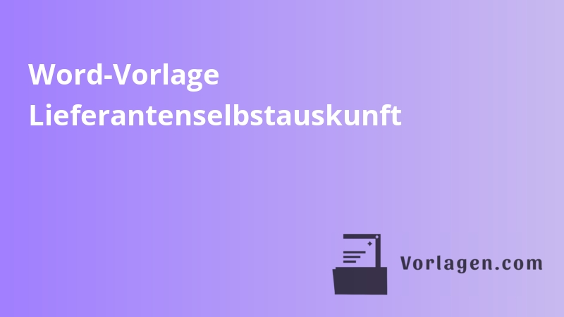 Word-Vorlage Lieferantenselbstauskunft