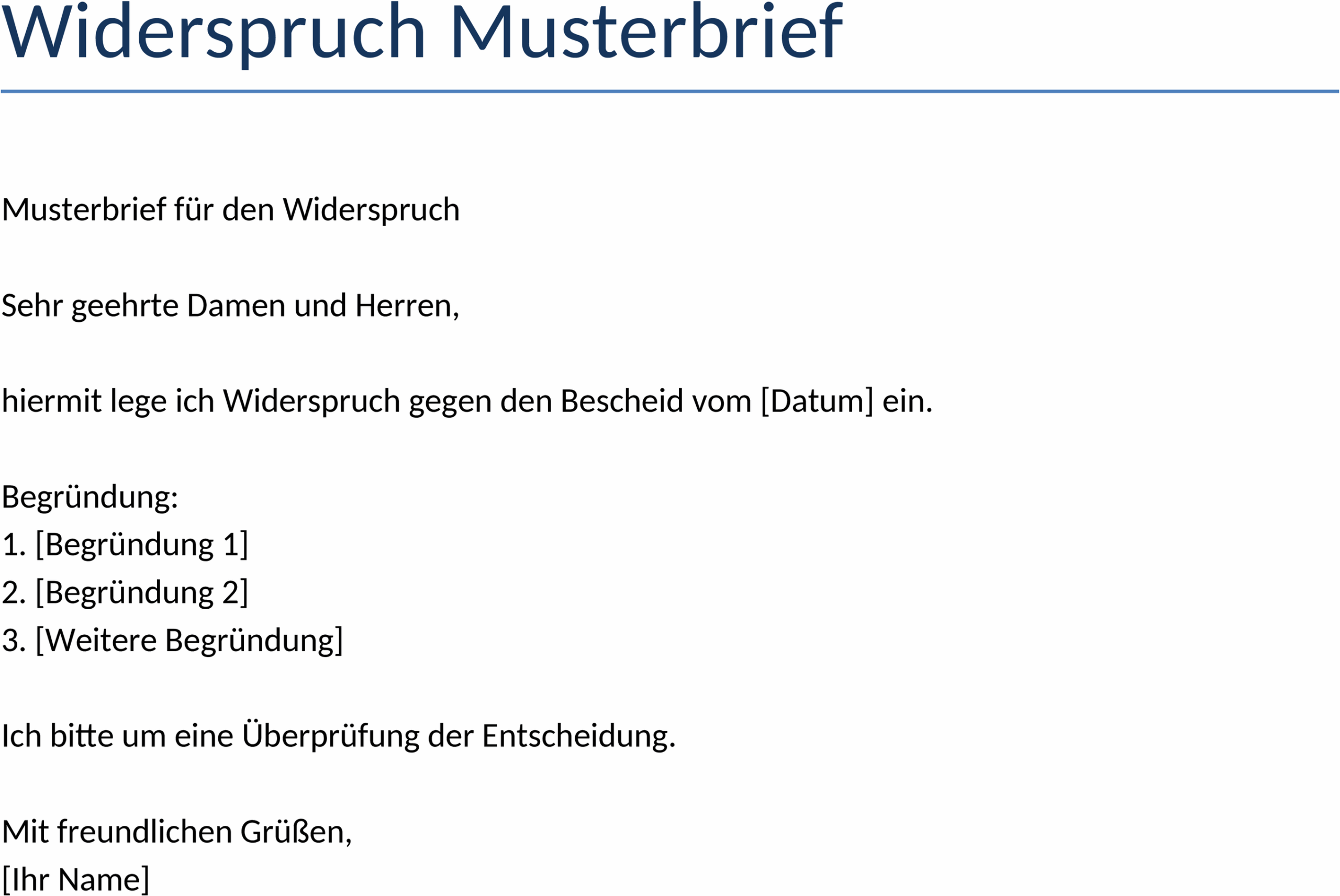 Word-Widerspruch Musterbrief