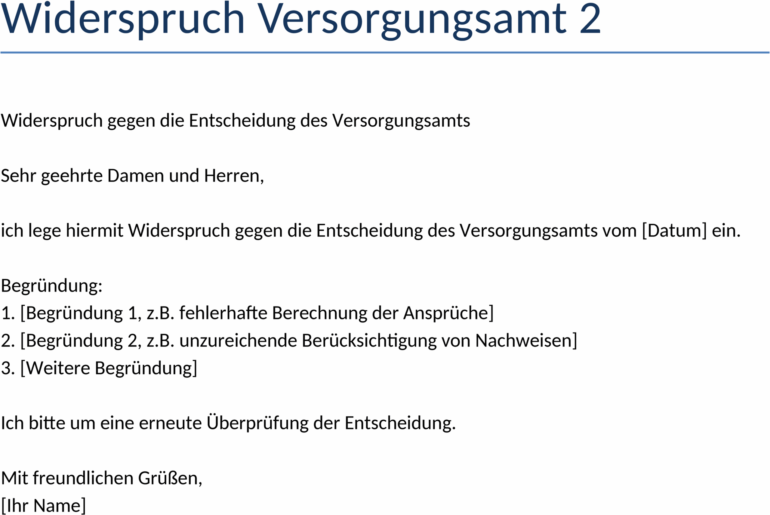 Word Widerspruchsformular Versorgungsamt
