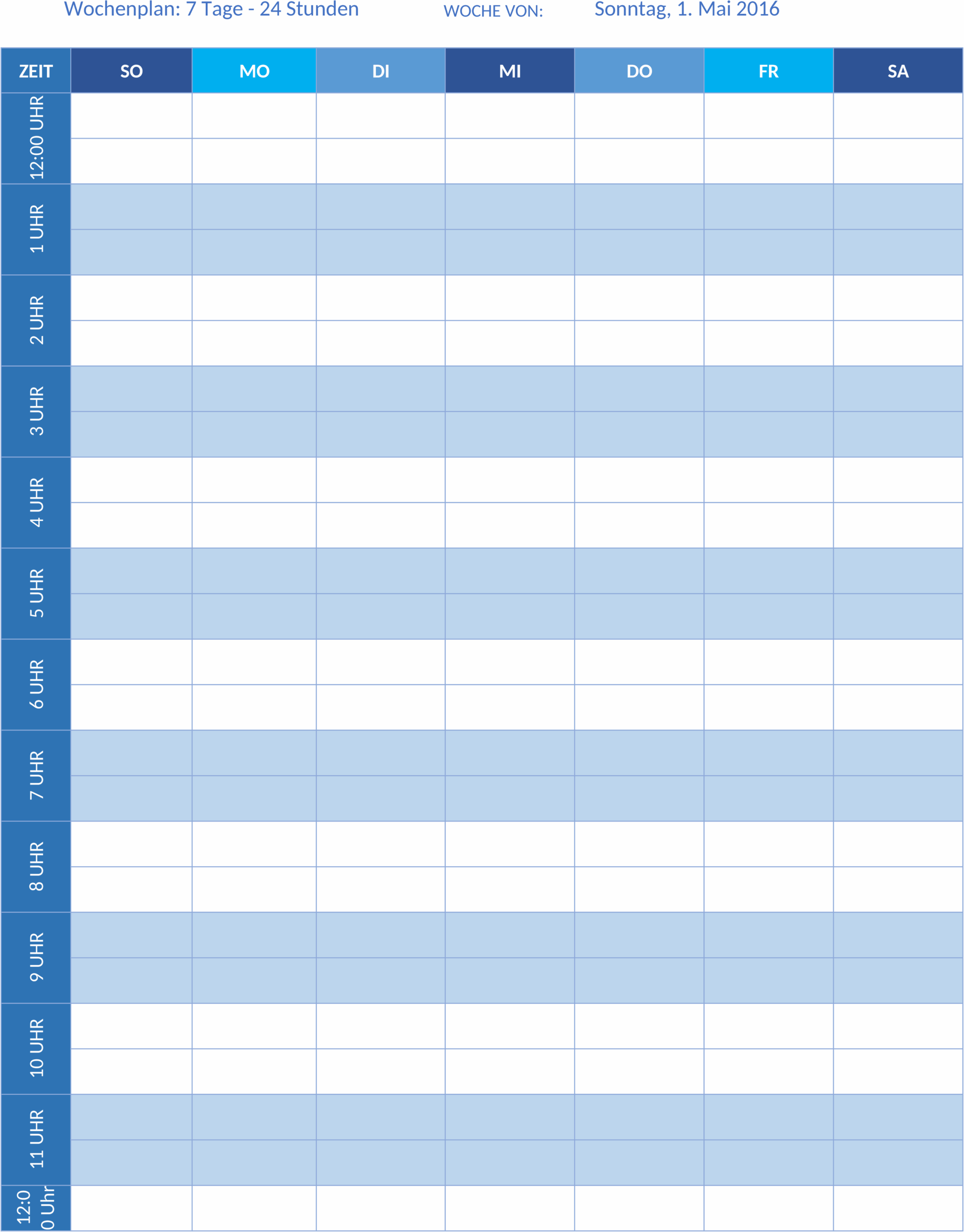 Word Wochenplan-Template Sonntag-Samstag