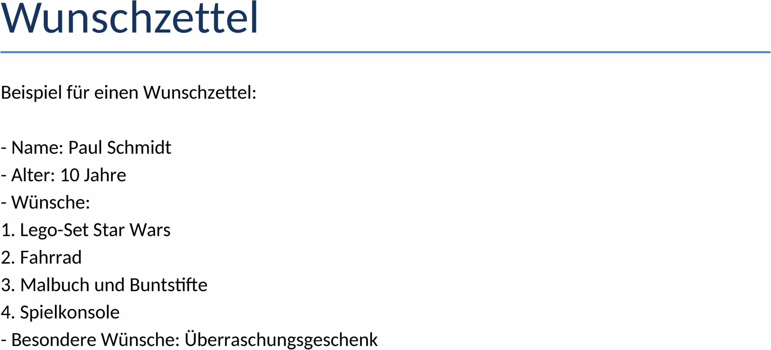 Word Wunschzettel Vorlage