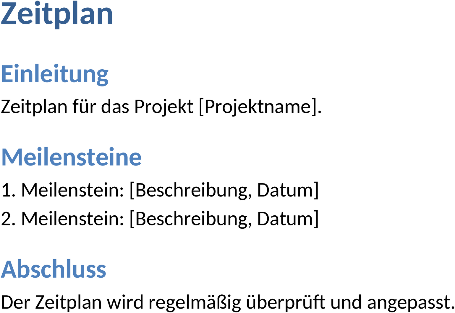 Word Zeitplan Vorlage