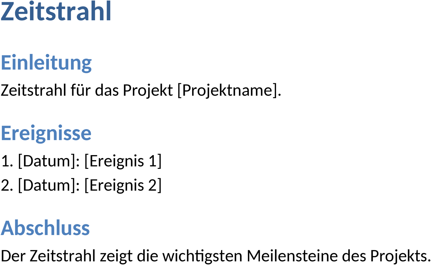 Word-Zeitstrahl-Vorlage