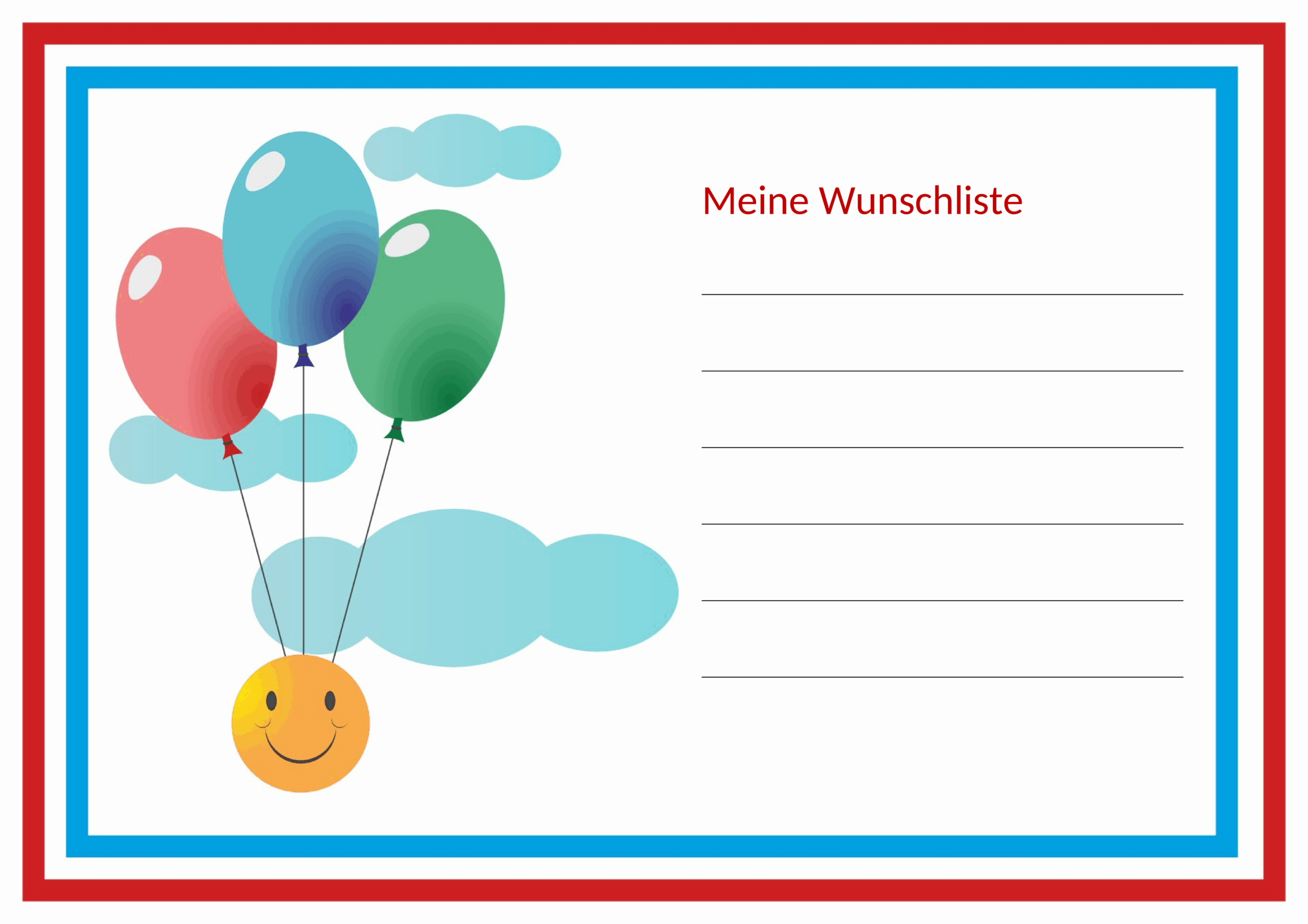 Wunschzettel-Vorlage für Geburtstag in Word-Format