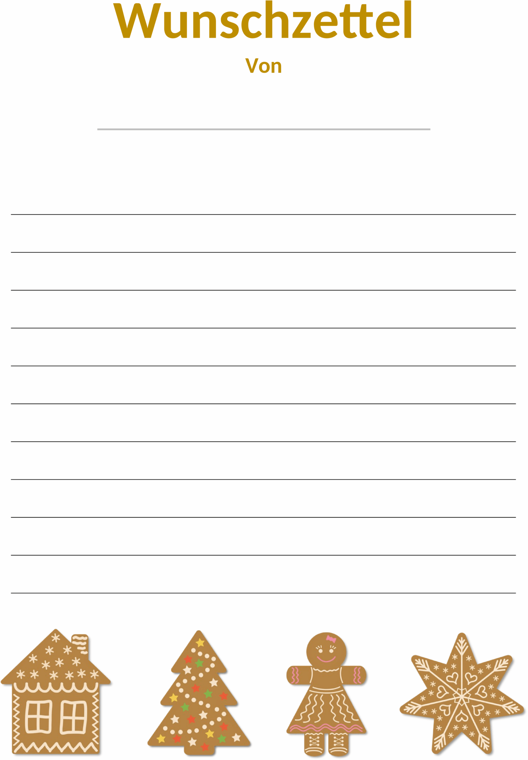 Wunschzettel Vorlage im Word-Format für Weihnachten