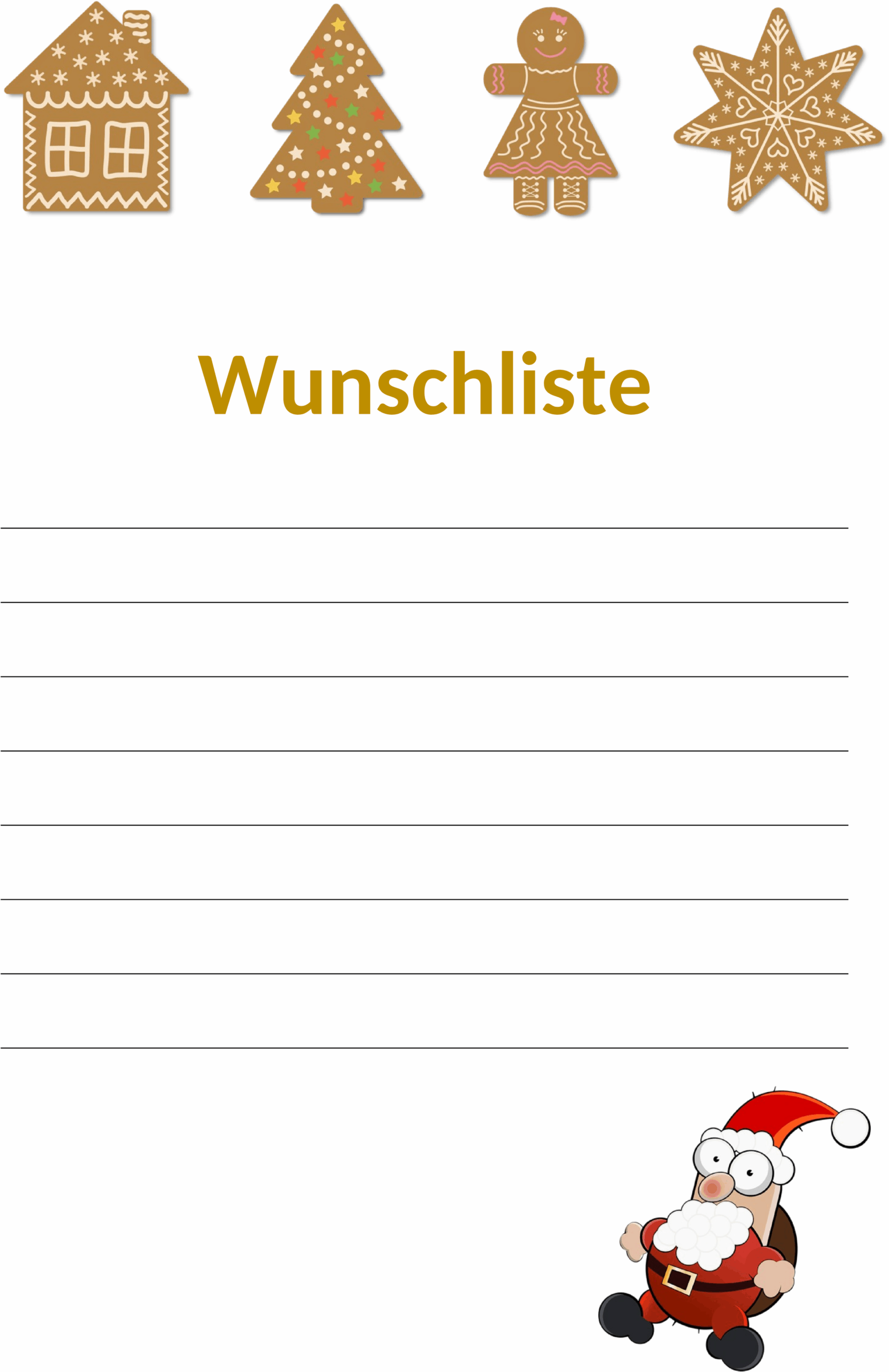 Wunschzettel Word-Vorlage für Weihnachten