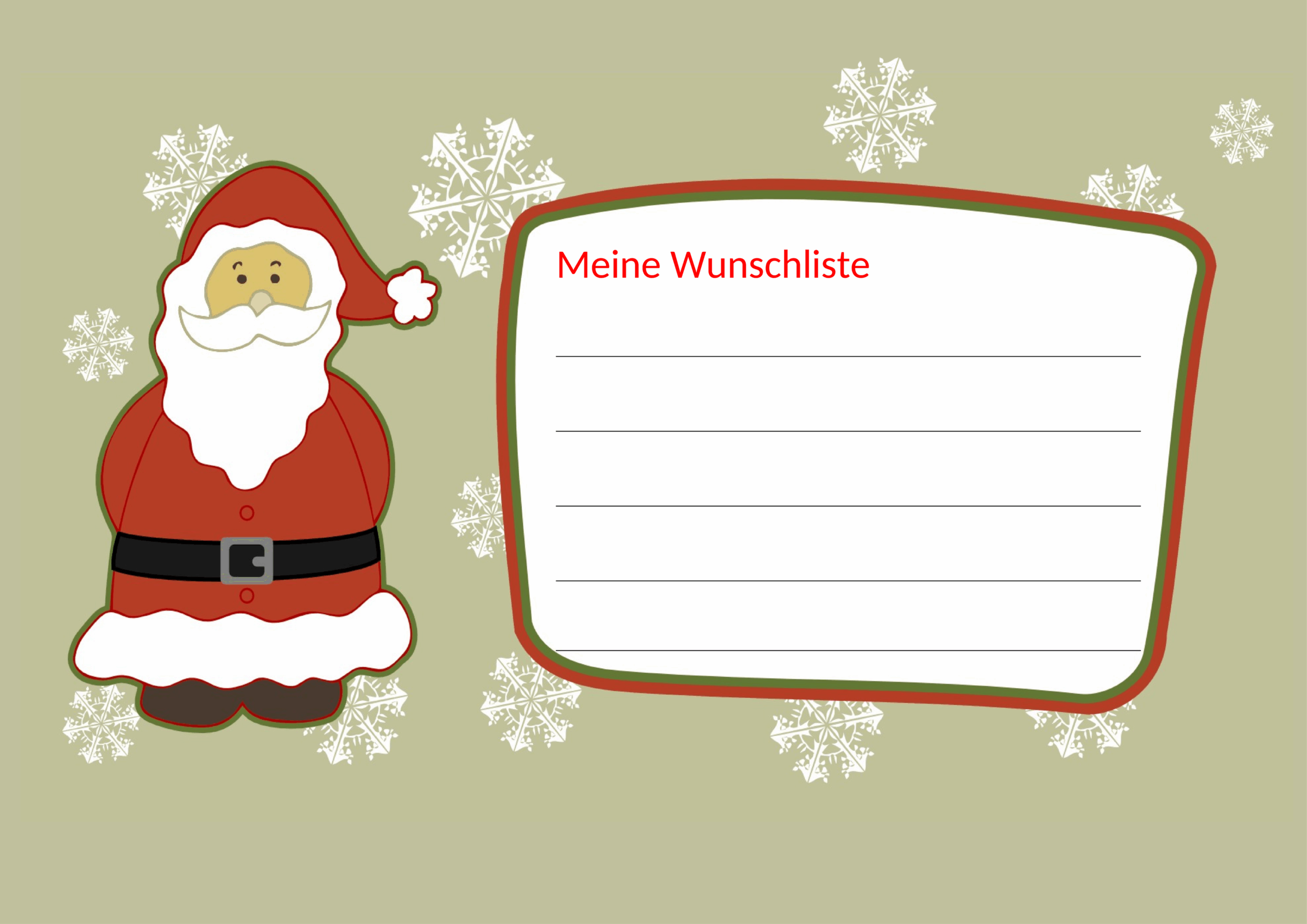 Word-Vorlage Wunschzettel Weihnachtsmann