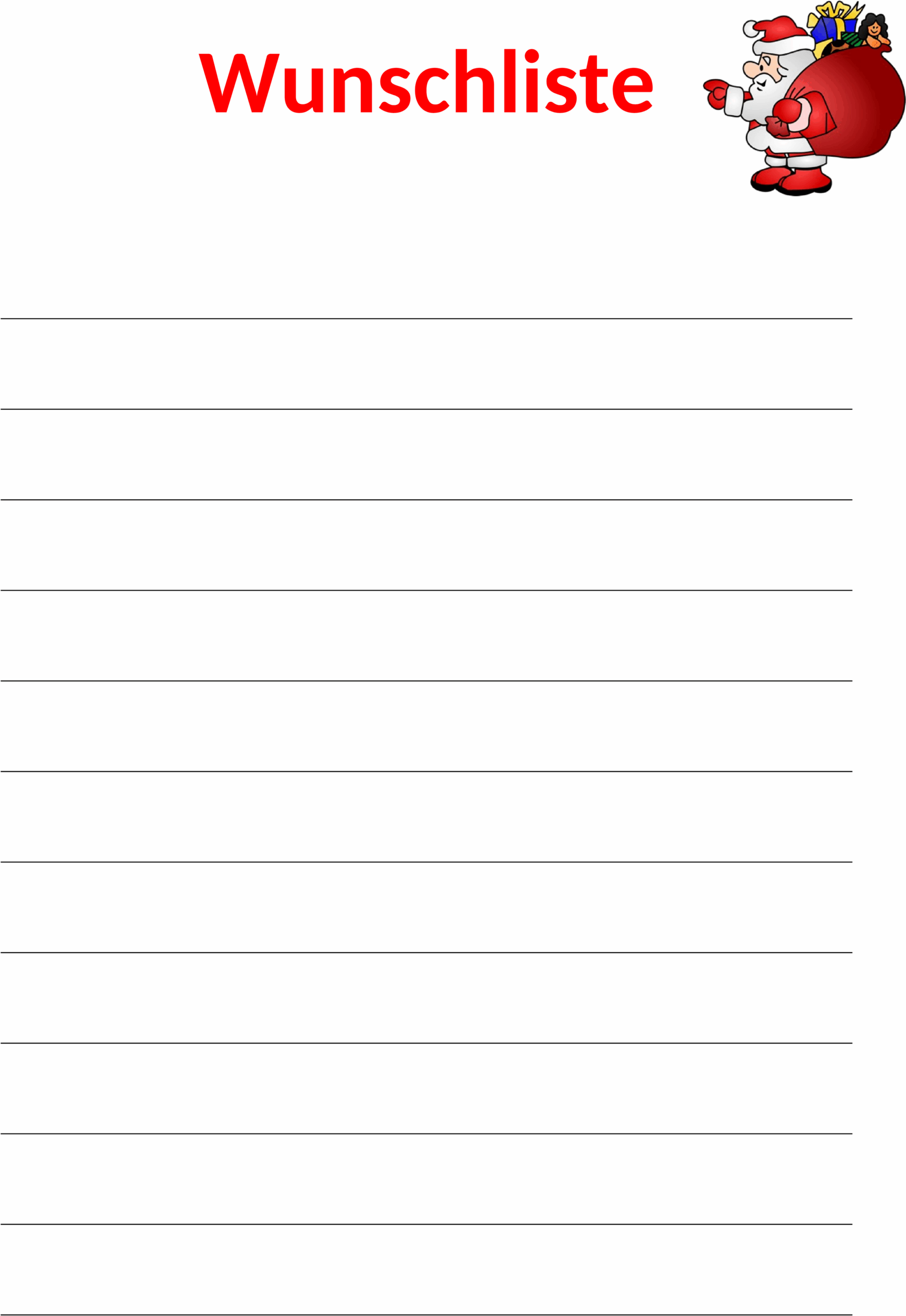 Wunschzettel-Vorlage im Word-Format