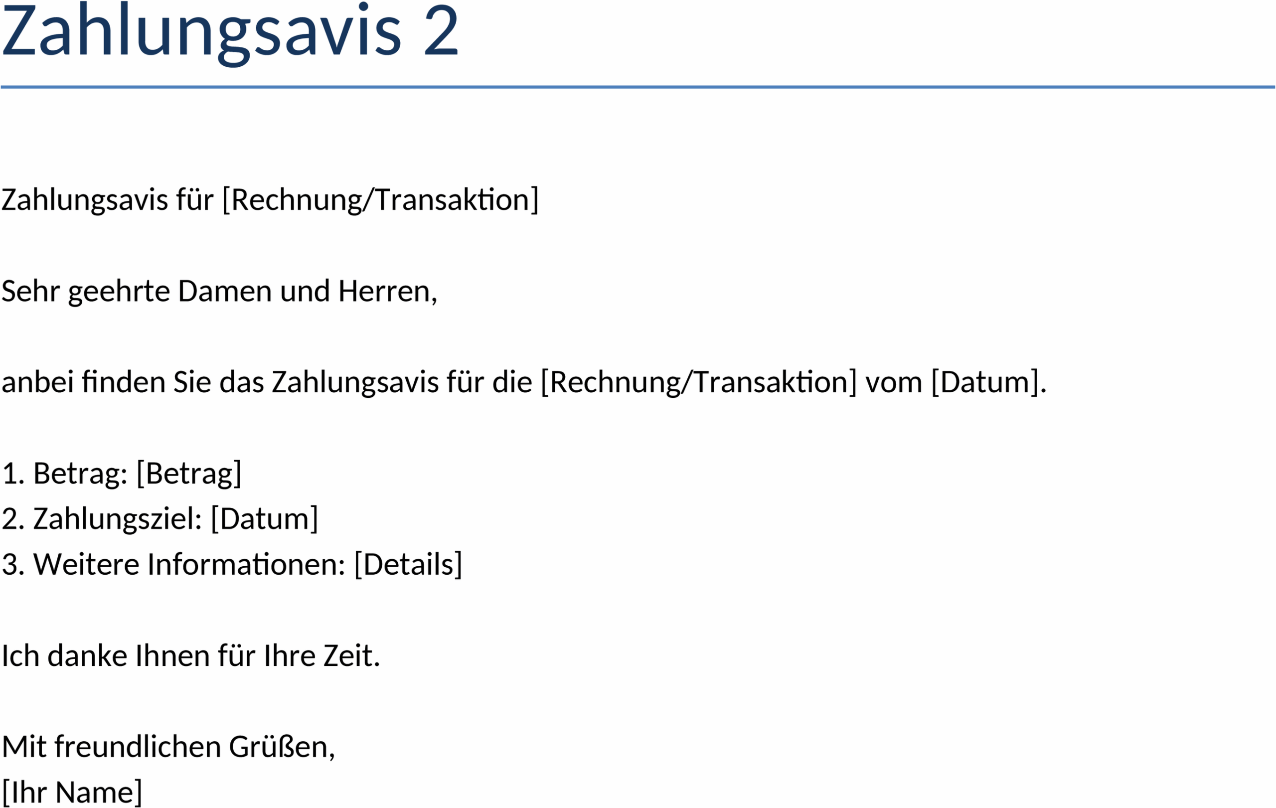 Zahlungsavis-Word-Vorlage