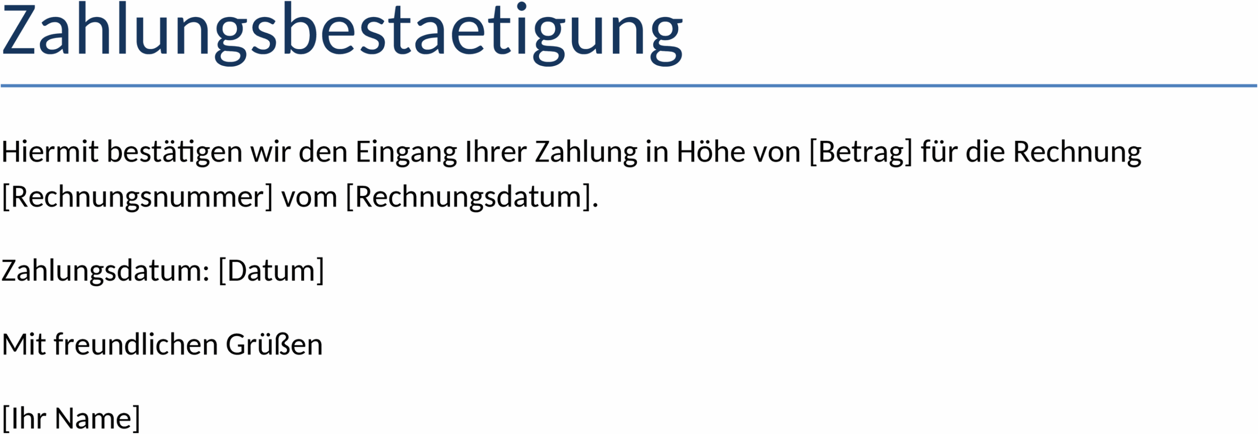 Zahlungsbestaetigung Word Vorlage