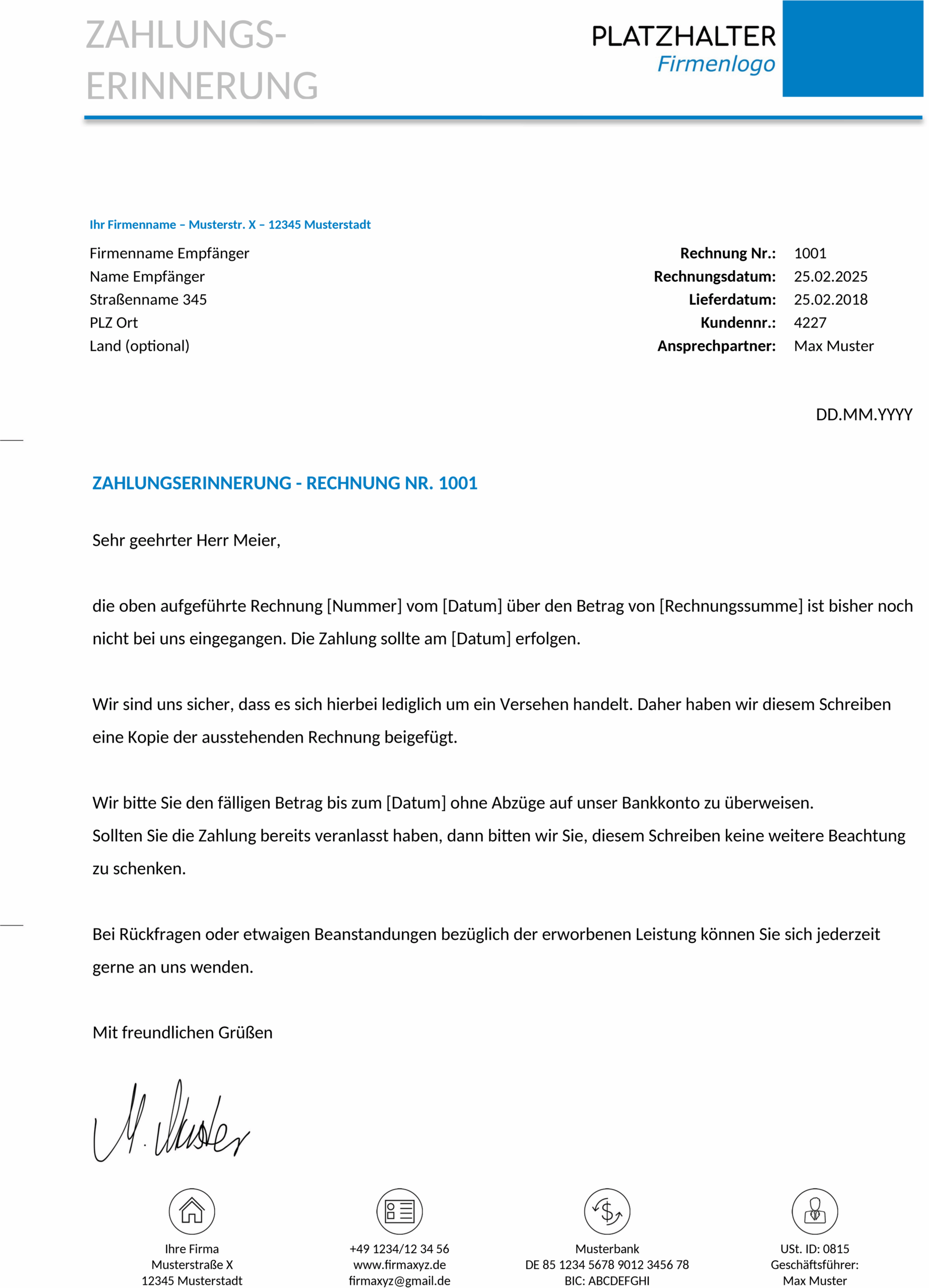 Zahlungserinnerung Word-Datei: Effiziente Kommunikation im Geschäftsalltag