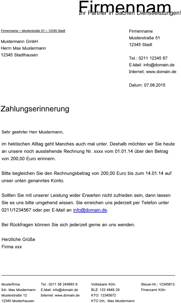 zahlungserinnerung-vorlage