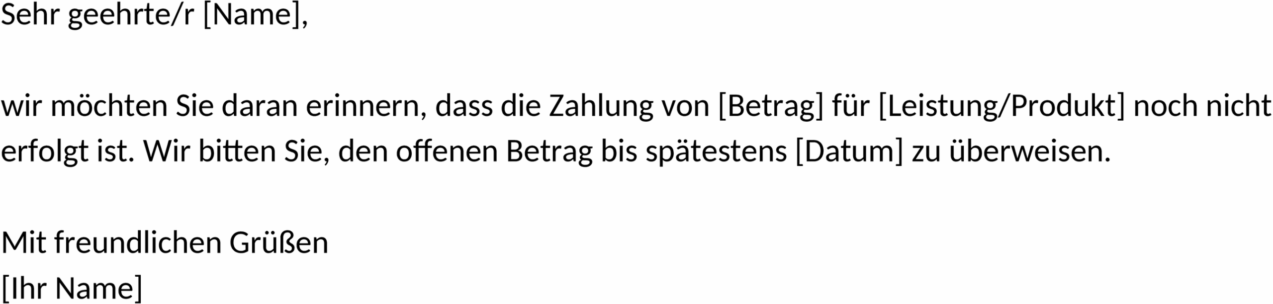 Zahlungserinnerung Word-Vorlage