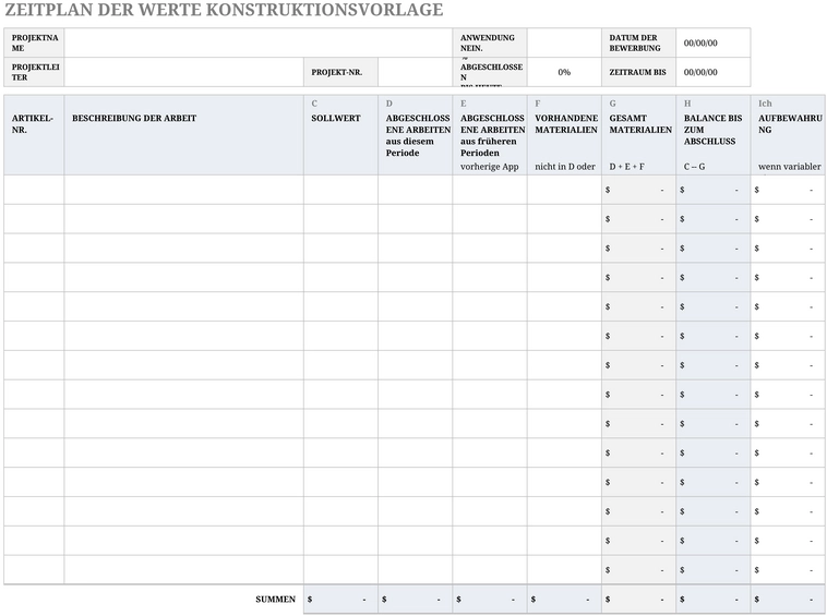 zeitplan-der-werte-konstruktion-vorlage