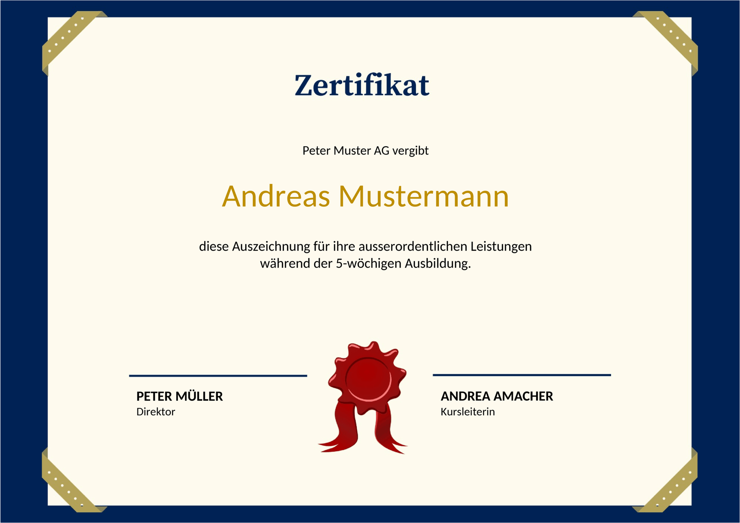 Zertifikat-Vorlage im Word-Format