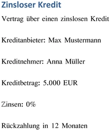 zinsloser-kreditvertrag-vereinbarung-dokument