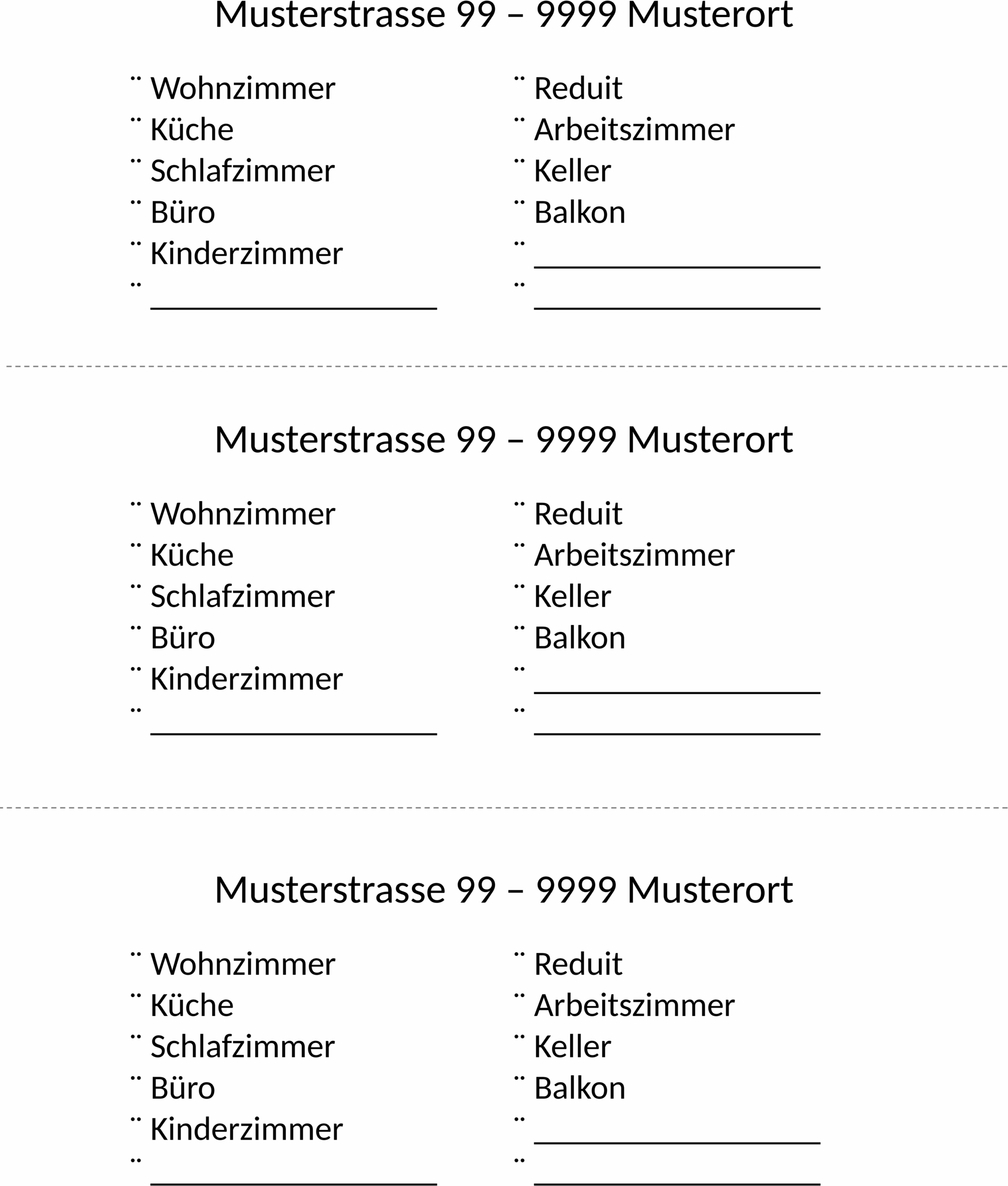Zügeletiketten Word-Vorlage