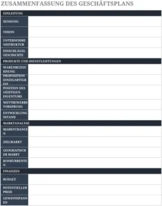 zusammenfassung-des-geschaeftsplans-excel-vorlage