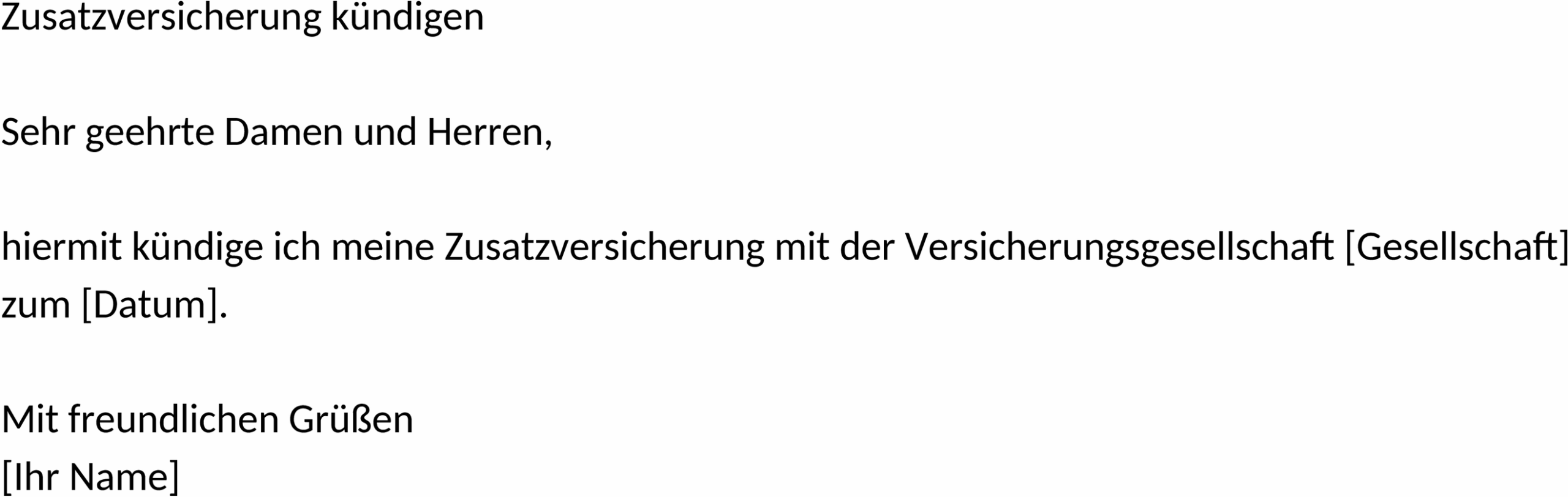 Word-Vorlage: Zusatzversicherung Kündigung