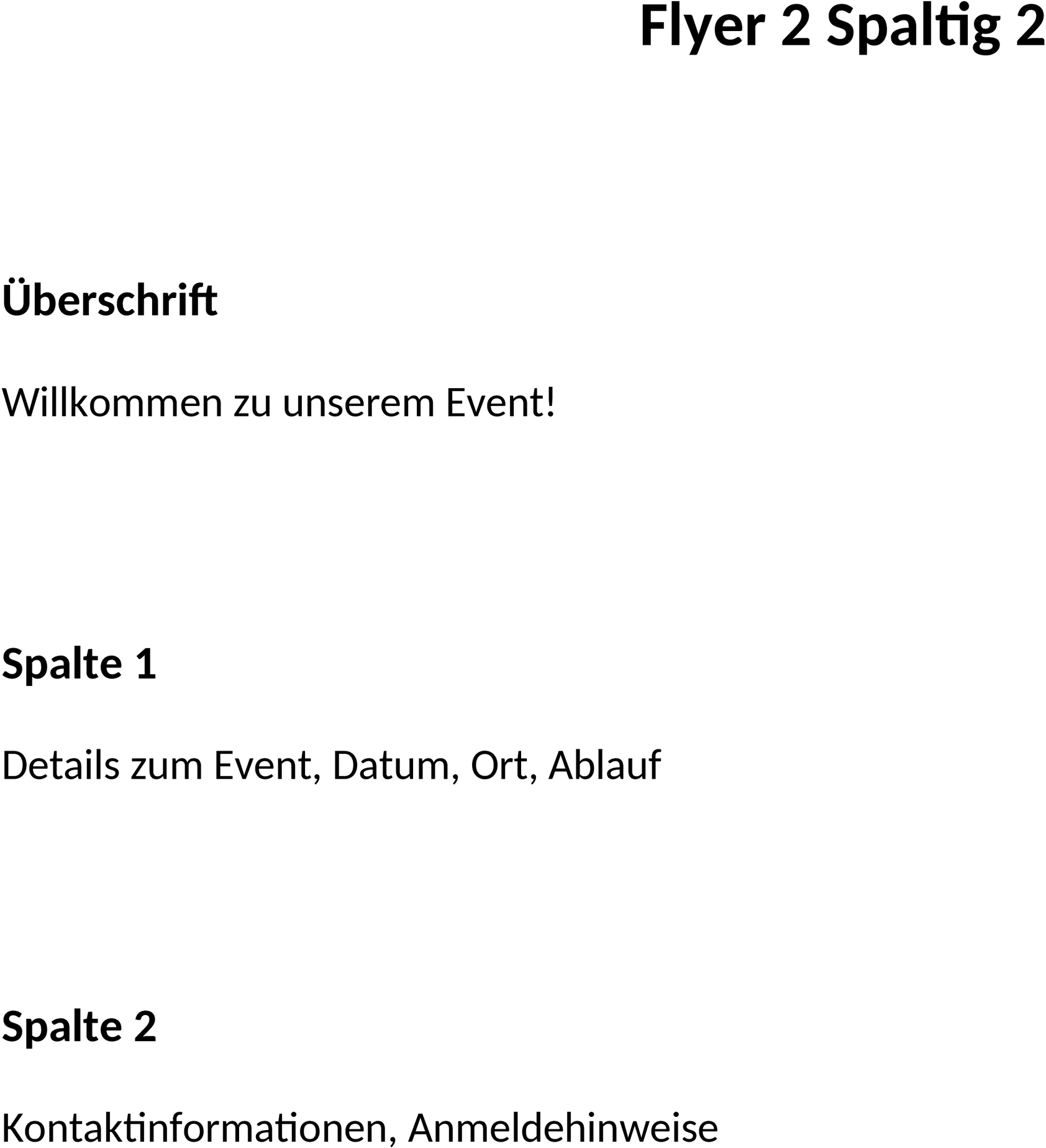 Zweispaltiger Flyer als Word-Dokument